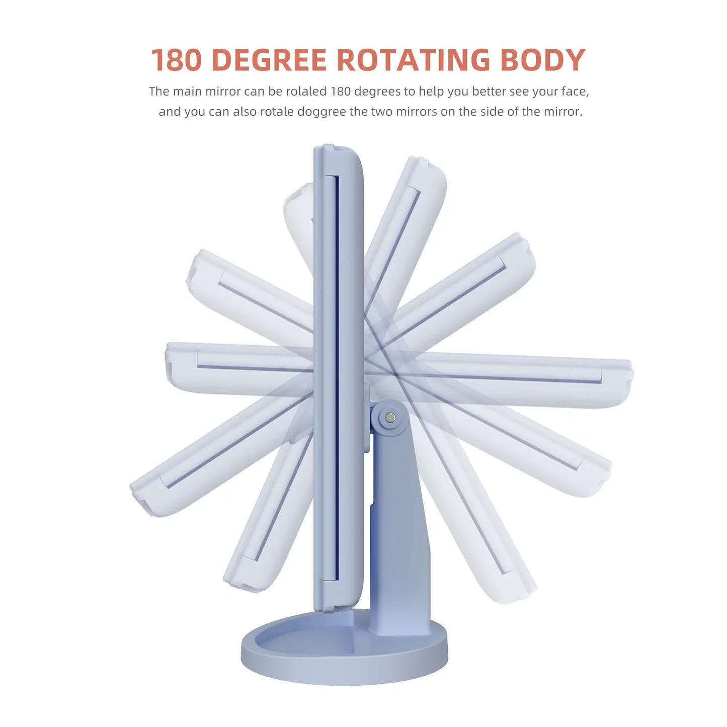 Trifold Makeup Mirror Vanity Mirror with Lights,1X 2X 3X Magnification,Touch Screen,180 Adjustable Rotation,Portable Travel Bathroom Cosmetic Mirror - Jlhbookstore.store