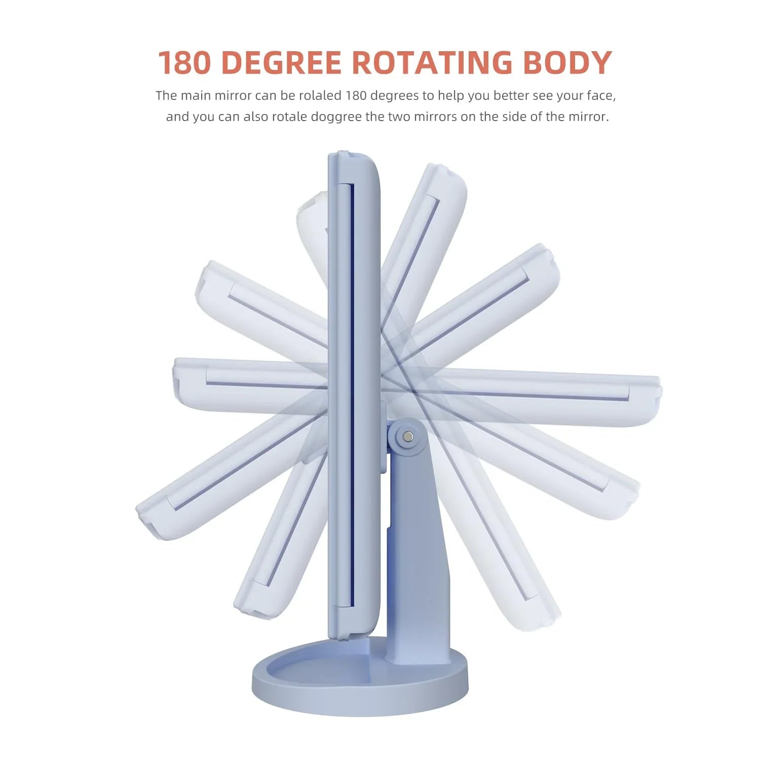 Trifold Makeup Mirror Vanity Mirror with Lights,1X 2X 3X Magnification,Touch Screen,180 Adjustable Rotation,Portable Travel Bathroom Cosmetic Mirror - Jlhbookstore.store