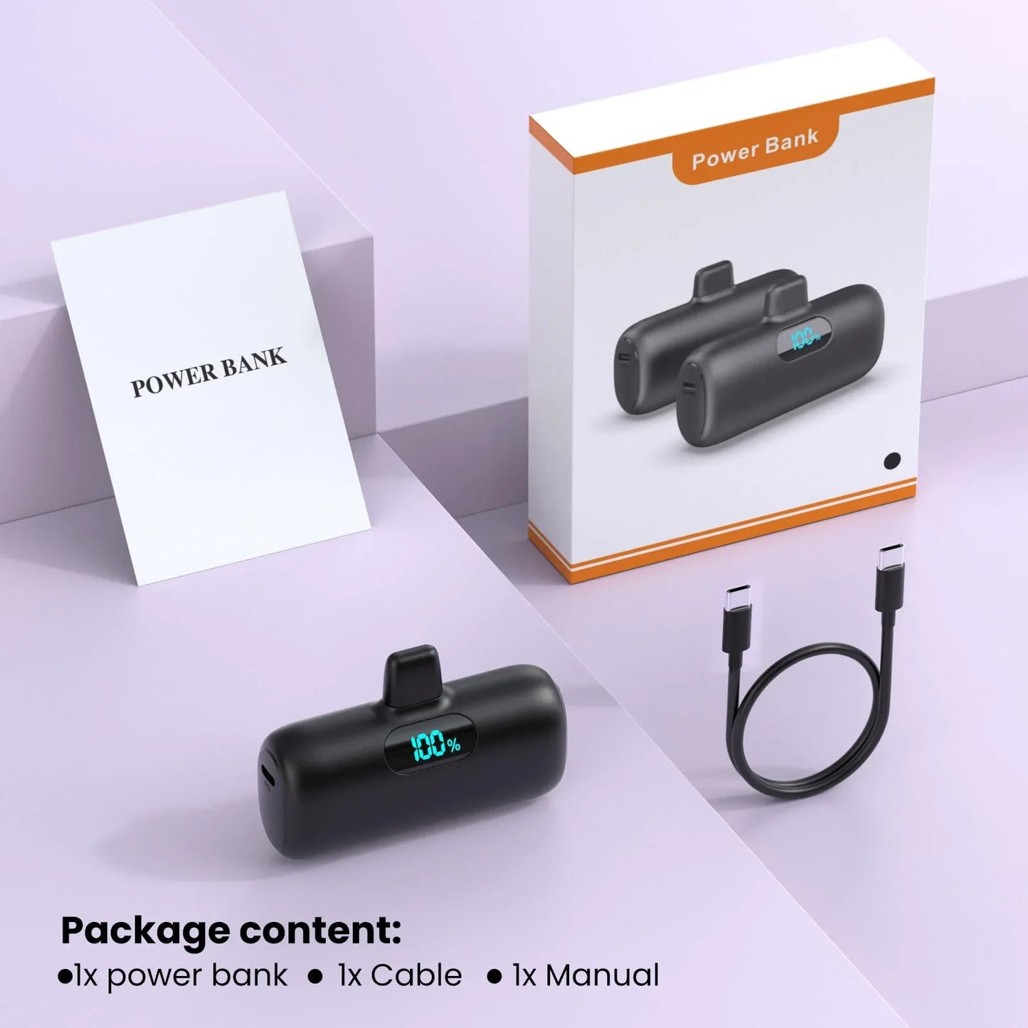 Mini Portable Charger for iPhone,Upgraded 5000mAh PD Fast Charging Battery Pack,LCD Display Cute Power Bank Portable Phone Charger for iPhone 14/14 Pro Max/13/13 Pro/12 Pro/11/XS/XR/X/8/7/6-Black - Jlhbookstore.store