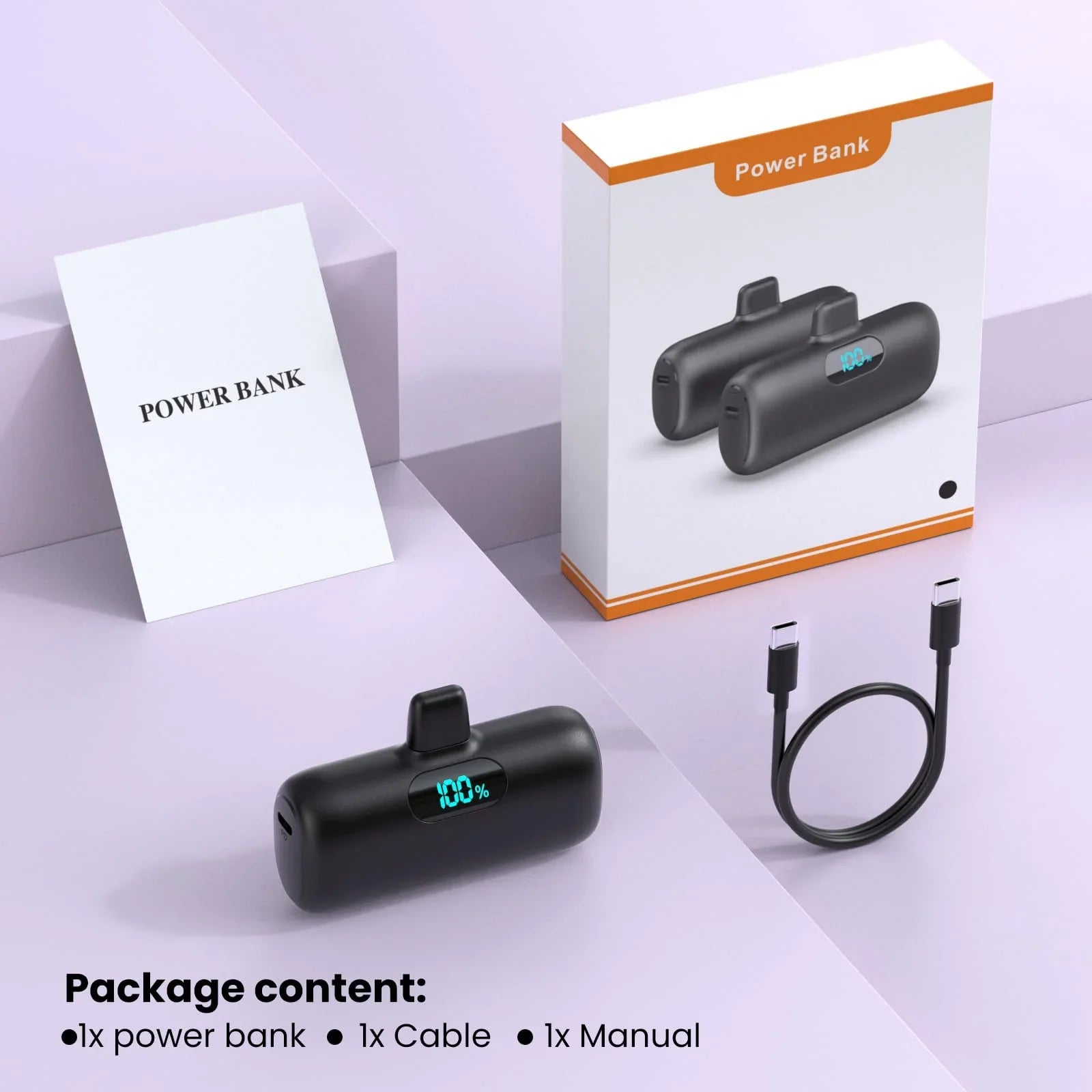 Mini Portable Charger for iPhone,Upgraded 5000mAh PD Fast Charging Battery Pack,LCD Display Cute Power Bank Portable Phone Charger for iPhone 14/14 Pro Max/13/13 Pro/12 Pro/11/XS/XR/X/8/7/6-Black - Jlhbookstore.store