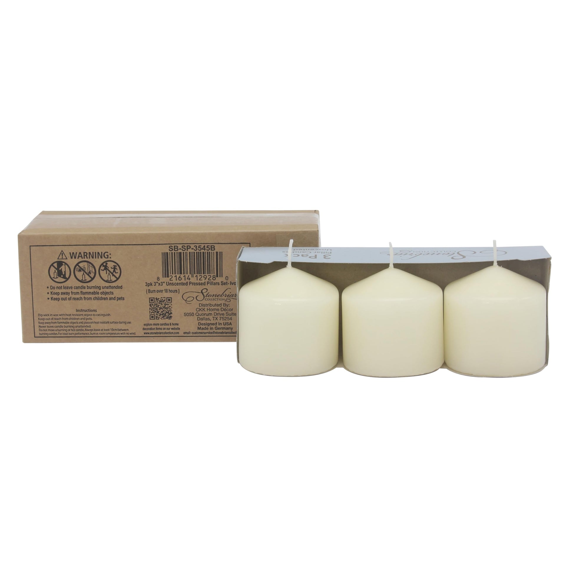 Stonebriar 6 Pack Tall 3 x 6 Inch 65 Hour Long Burning Unscented Ivory Wax Pillar Candles jlhbookstore.store