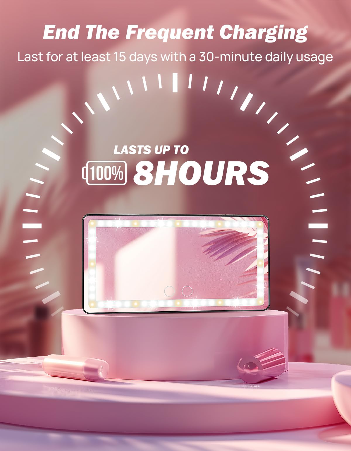 JOYTUTUS Car Sun Visor Vanity Mirror with Lights, 3 Light Modes & 60 LEDs, Rechargeable Dimmable Touch Control Travel Makeup Mirror for Truck SUV