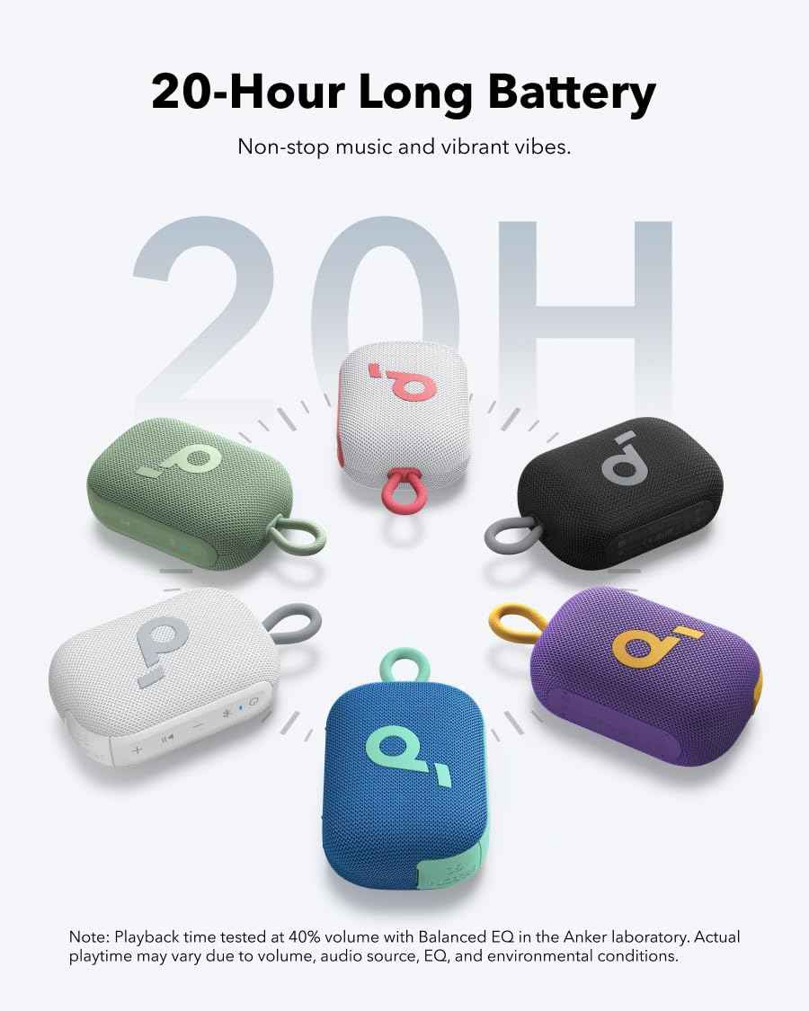 Soundcore Select 4 Go Bluetooth Shower Speaker by Anker, IP67 Waterproof/Dustproof, Ultra-Portable Speaker, Wireless, 20H Playtime, Floatable, Powerful Sound, Electronics for Outdoors/Home/Travel