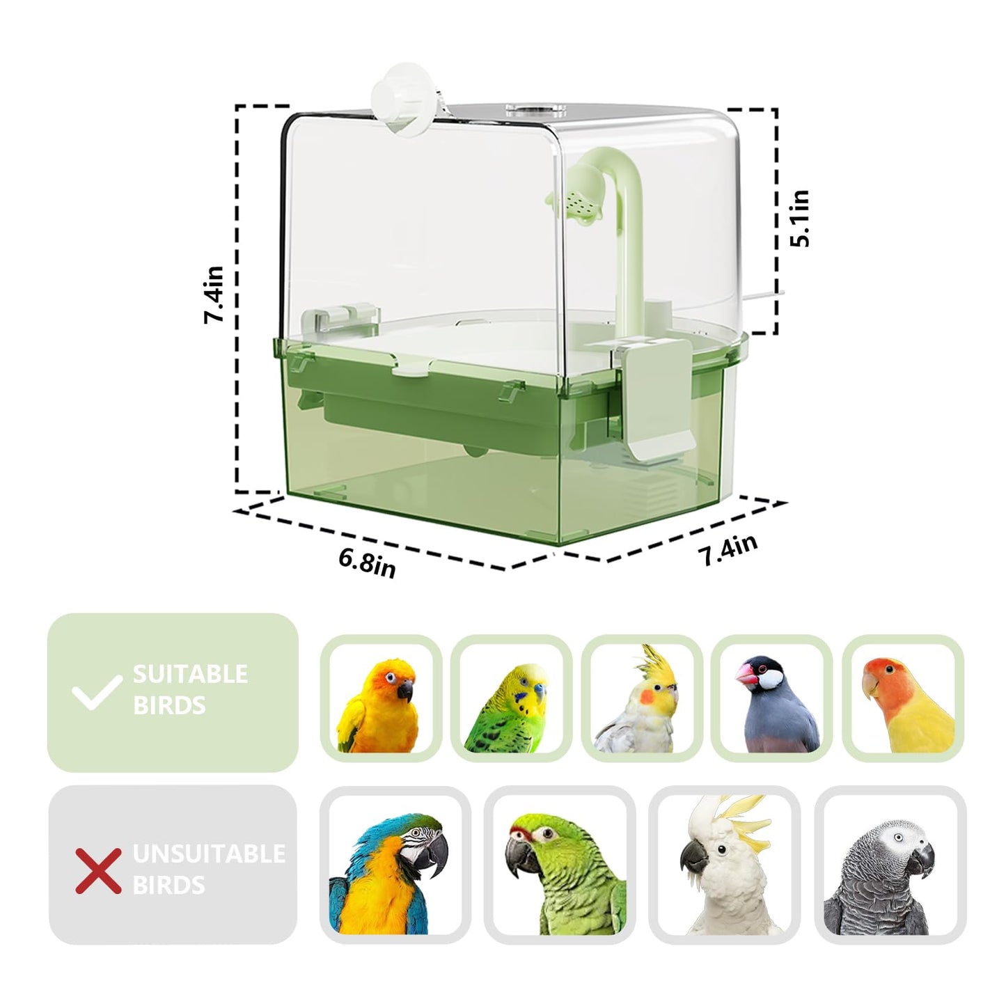 Automatic Bird Baths for Cage – Indoor Parakeet Bath with Pump, Bird Shower with 2 Modes Running Water, Bird Cage Accessory for Pet Birds Conure Budgies Cockatiels Lovebird (Light Brown)