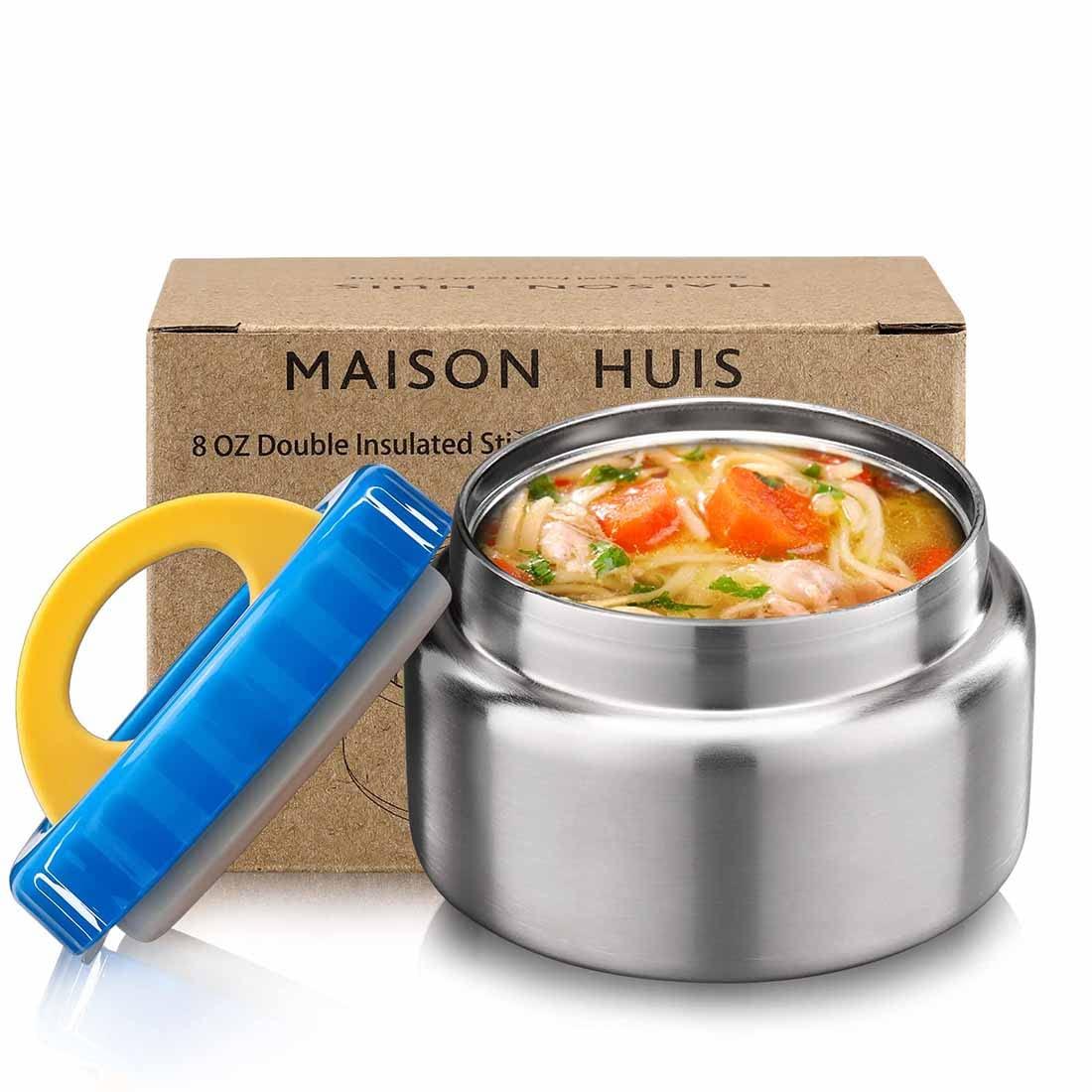 MAISON HUIS 8oz Soup Thermo Wide Mouth Vacuum Insulated Thermo Jar, Leak Proof Stainless Steel Food Container for Hot&Cold Food Kids Lunch Soup for School Travel (Green) - Jlhbookstore.store