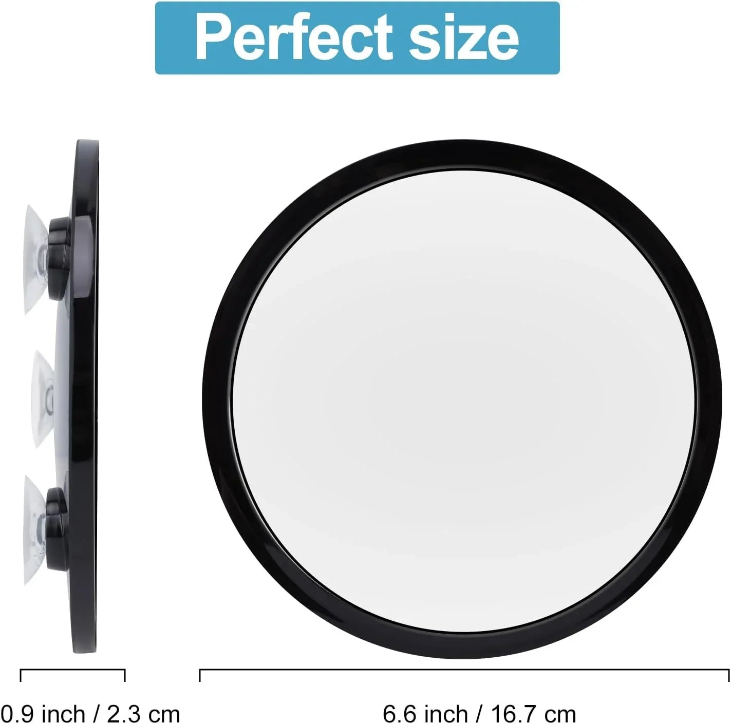 Fogless Shower Mirror for Shaving and Makeup with 3 Removable Powerful Suction Cups, Shatterproof Anti Fog Mirror for Shower and Bathroom, Glassless Safety Kids Mirror (Black) - Jlhbookstore.store