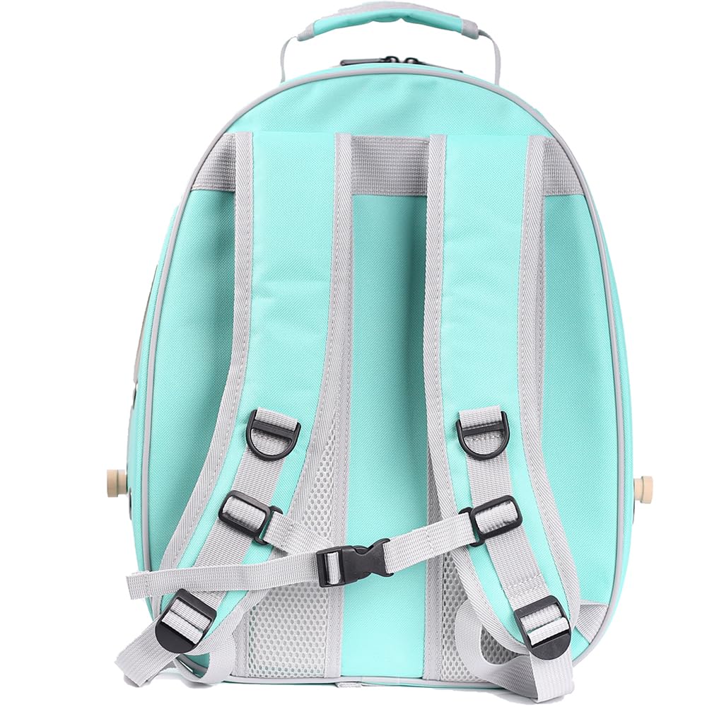 Bird Traval Carrier Cage, Clear Space Capsule Astronaut Backpack to Carry Parakeet Cockatiel Parrot with Metal Tray Wood Perch, Vet Transport School Bag