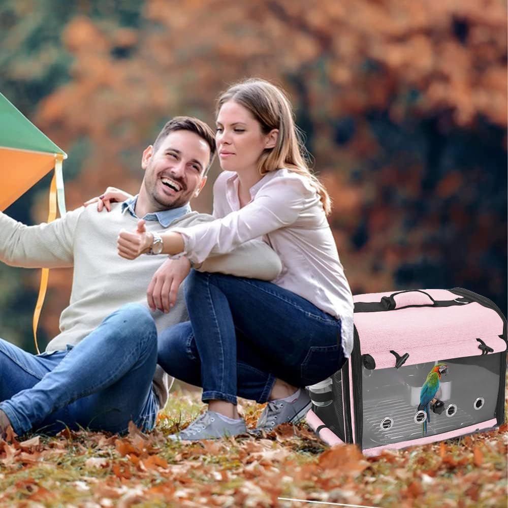 SUERTREE Bird Carrier Bag With Stand, Lightweight Backpack for Parrot, Portable Travel Cage, Pet Transparent Breathable Carrier