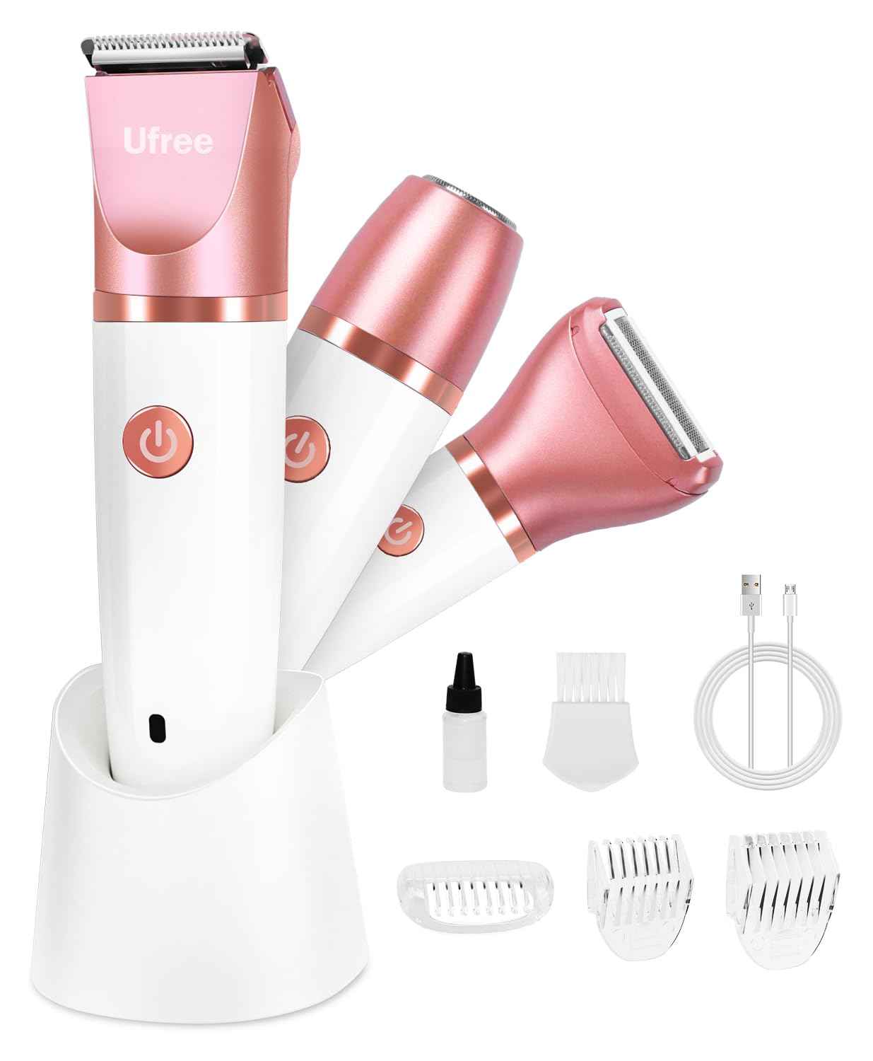 Ufree Bikini Trimmer Electric Razors for Women, Rechargeable Pubic Body Hair Trimmer Electric Shaver for Legs Body Hair, Bikini Shaver IPX7 Waterproof, Gifts for Women, Purple