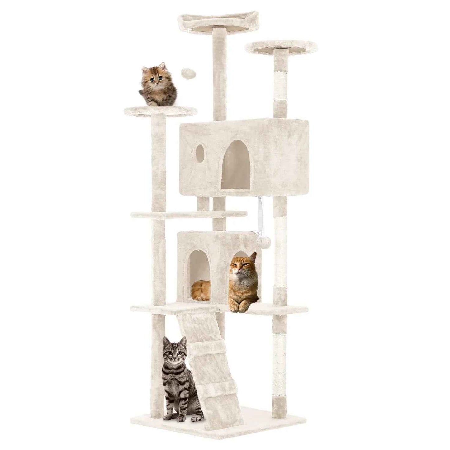 FDW Cat Tree 54in Cat Tower Multi-Level Durable Cat Scratching Post & Cozy Fun Cat Jumping Platform Space Saving Cat Condo Pet Play House for Indoor Cats,Dark Gray