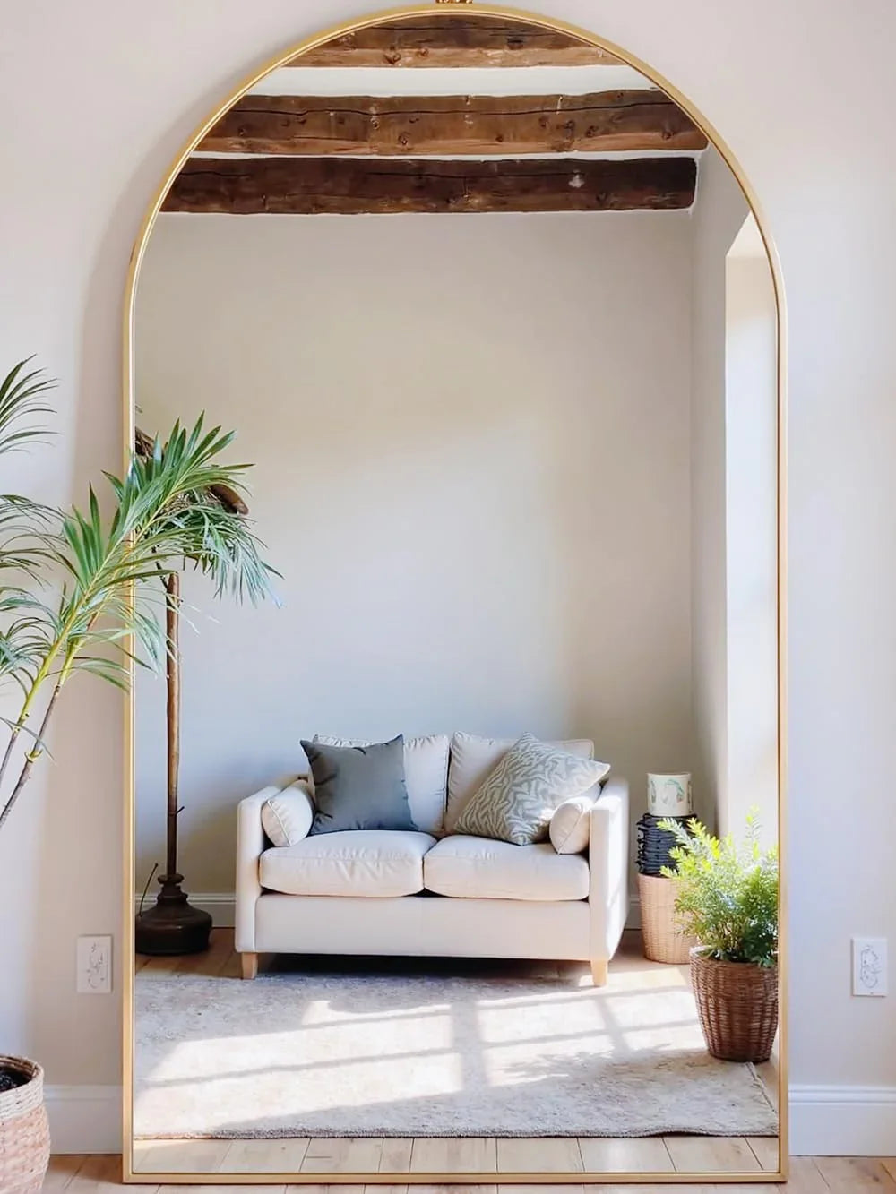 OGCAU Floor Full Length Mirror, 56"x20" Arched Full Body Mirror, Hanging or Leaning, Standing, Wall Mounted with Aluminum Frame for Bedroom Living Room, White jlhbookstore.store