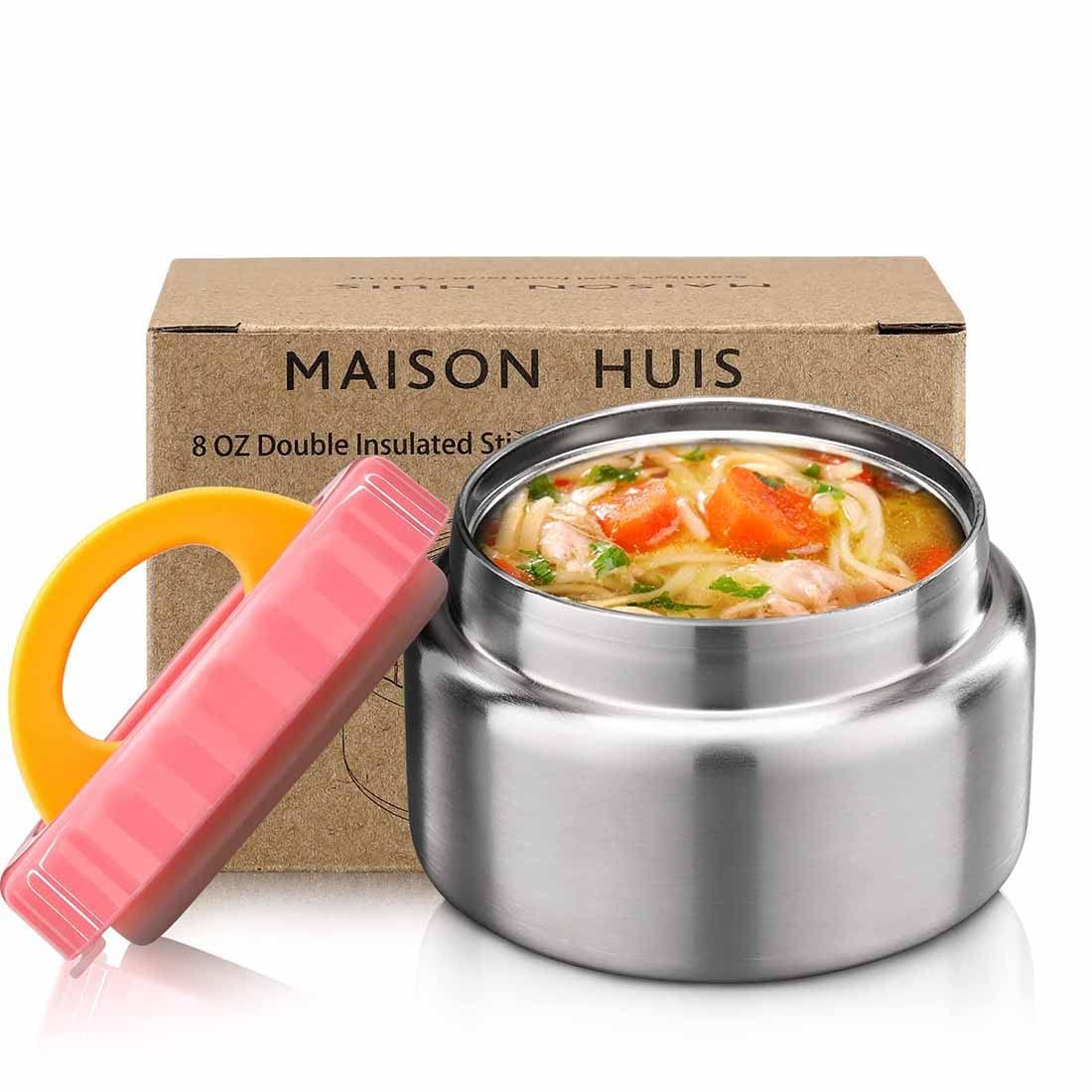 MAISON HUIS 8oz Soup Thermo Wide Mouth Vacuum Insulated Thermo Jar, Leak Proof Stainless Steel Food Container for Hot&Cold Food Kids Lunch Soup for School Travel (Green) - Jlhbookstore.store