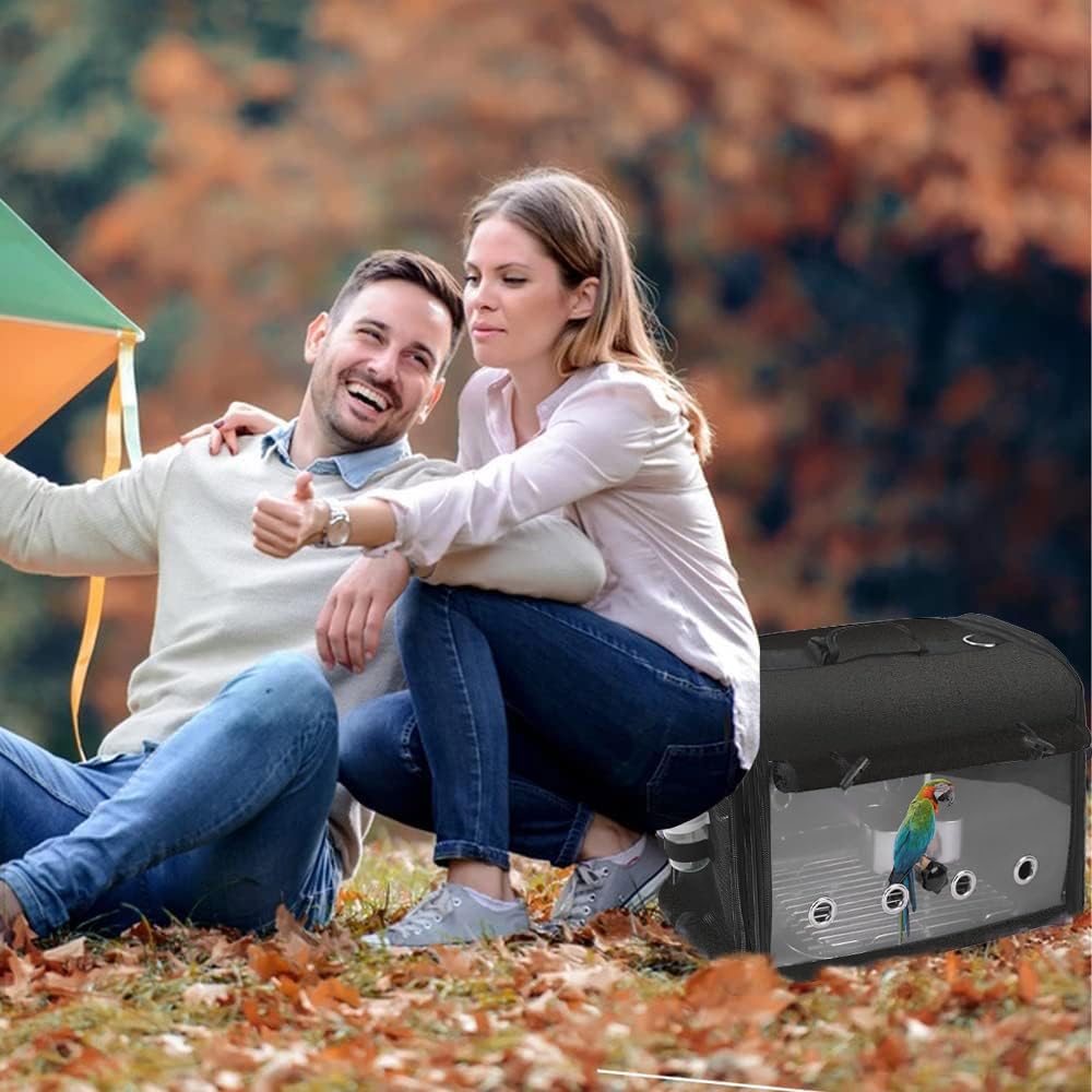 SUERTREE Bird Carrier Bag With Stand, Lightweight Backpack for Parrot, Portable Travel Cage, Pet Transparent Breathable Carrier