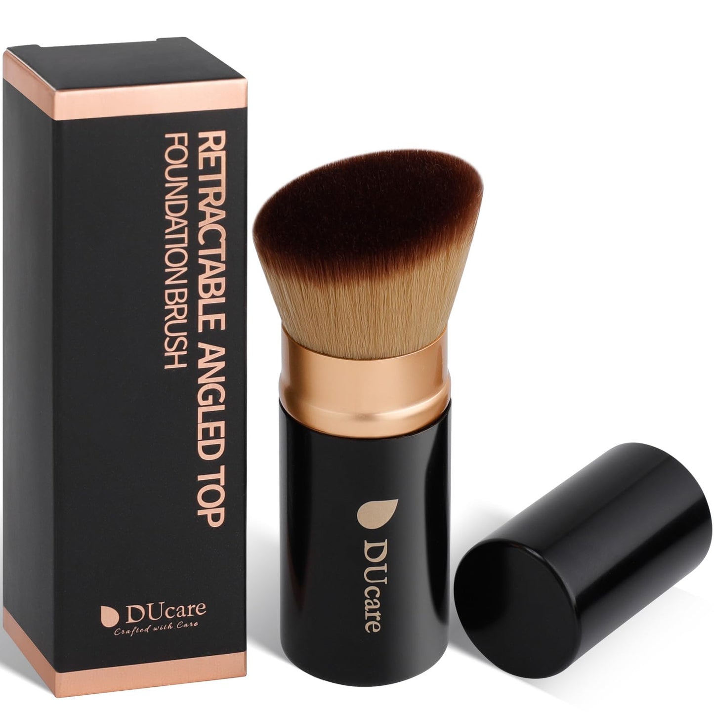 DUcare Kabuki Foundation Brush for Liquid Makeup Flat Top Professional Stick Buffing Blending Mineral Powder Large Face Makeup Brush, Black