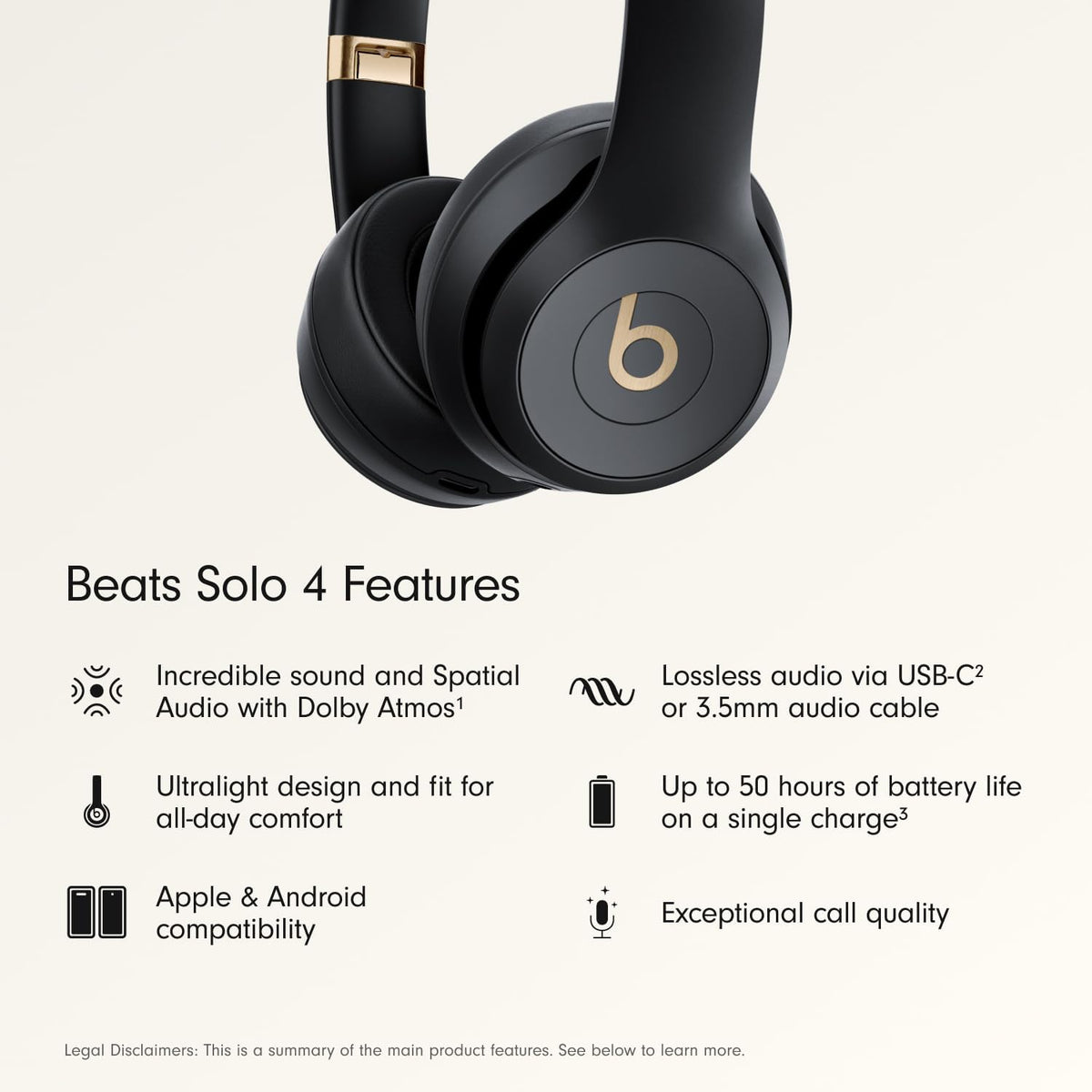 Beats Solo 4 - Wireless On-Ear Bluetooth Headphones, Up to 50-Hour Battery Life, Ultra-Lightweight Comfort, Powerful and Balanced Sound, Apple & Android Compatible - Slate Blue