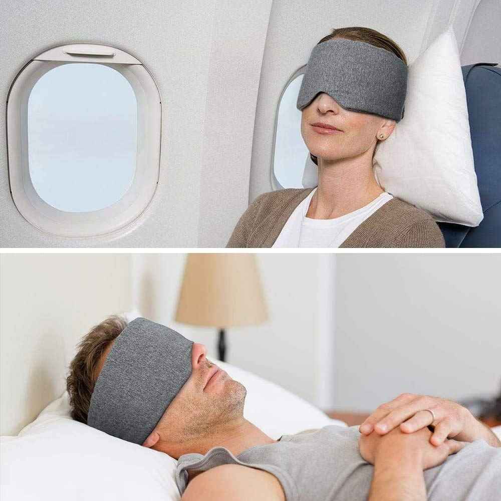 FRESHME Cotton Sleep Eye Mask for Women Men - 100% Blocking Light Travel Blindfold, Soft Zero Pressure Grey Eyes Cover with Adjustable Velcro Strap for Side Sleeper Night Sleeping, Work Nap and Yoga