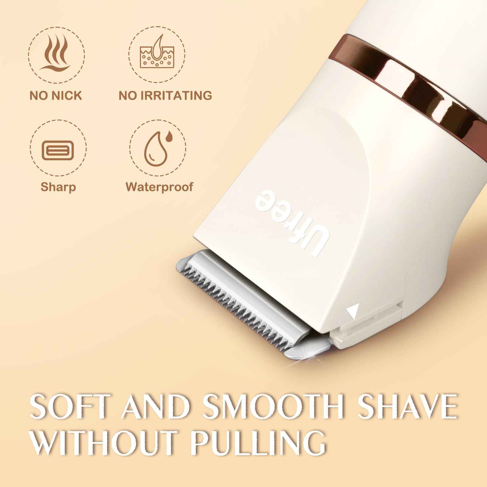 Ufree Bikini Trimmer Electric Razors for Women, Rechargeable Pubic Body Hair Trimmer Electric Shaver for Legs Body Hair, Bikini Shaver IPX7 Waterproof, Gifts for Women, Purple