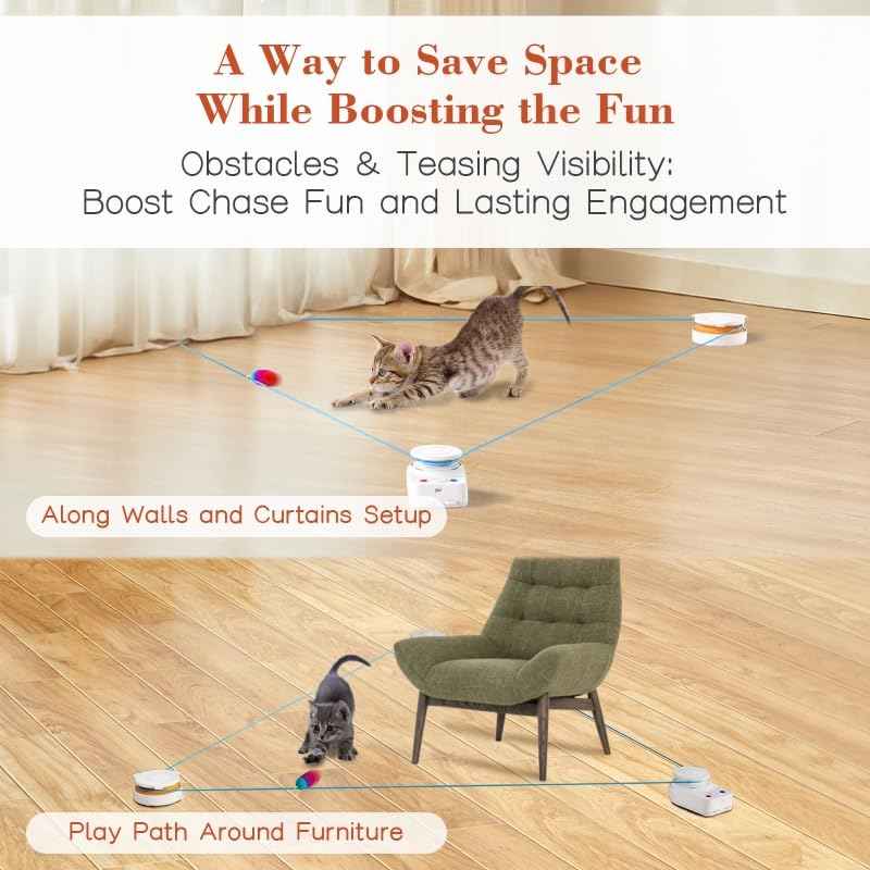 Interactive Cat Toy for Indoor Cats – Automatic Moving & Enrichment Toy for Indoor Cats/Kitten, Auto/Manual Control Cat Treadmill for Exercise & Mental Stimulation, Stimulating Chase Toys (H1K2)