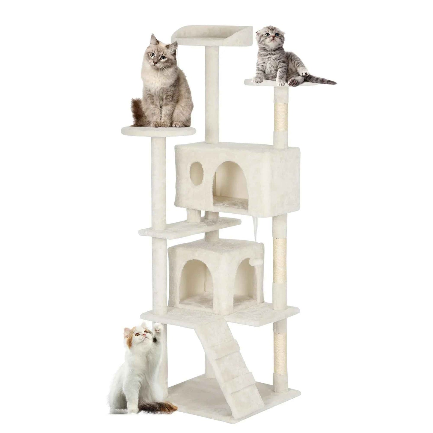 FDW Cat Tree 54in Cat Tower Multi-Level Durable Cat Scratching Post & Cozy Fun Cat Jumping Platform Space Saving Cat Condo Pet Play House for Indoor Cats,Dark Gray
