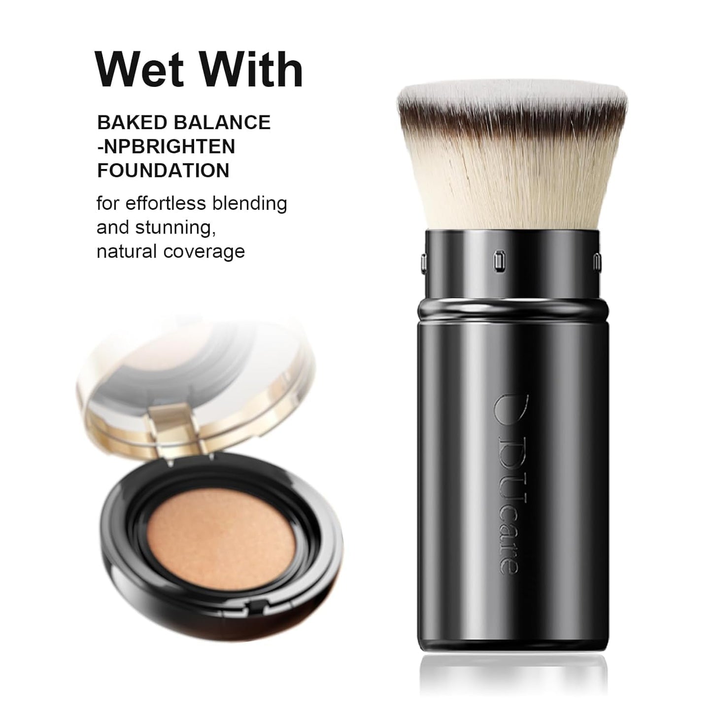 DUcare Kabuki Foundation Brush for Liquid Makeup Flat Top Professional Stick Buffing Blending Mineral Powder Large Face Makeup Brush, Black