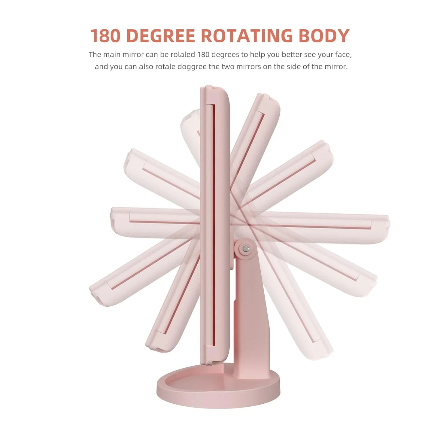 Trifold Makeup Mirror Vanity Mirror with Lights,1X 2X 3X Magnification,Touch Screen,180 Adjustable Rotation,Portable Travel Bathroom Cosmetic Mirror - Jlhbookstore.store