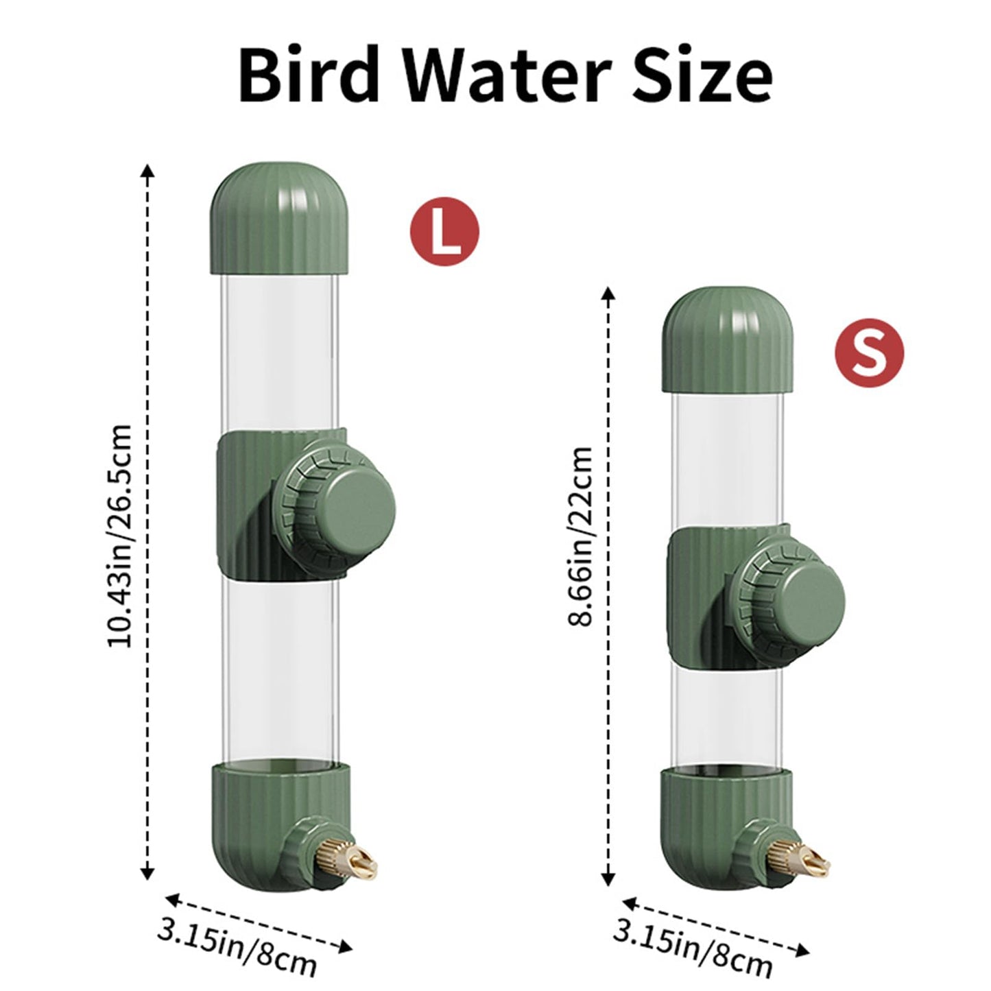 9.4 Fl Oz No Mess Bird Water Dispenser, Automatic Parrot Water Feeder with Spring Valve, Clear Cage Water Drinker for Parakeets Cockatiels Budgies Finch Lovebirds & Canary (White, 7.4 fl oz (220ml))
