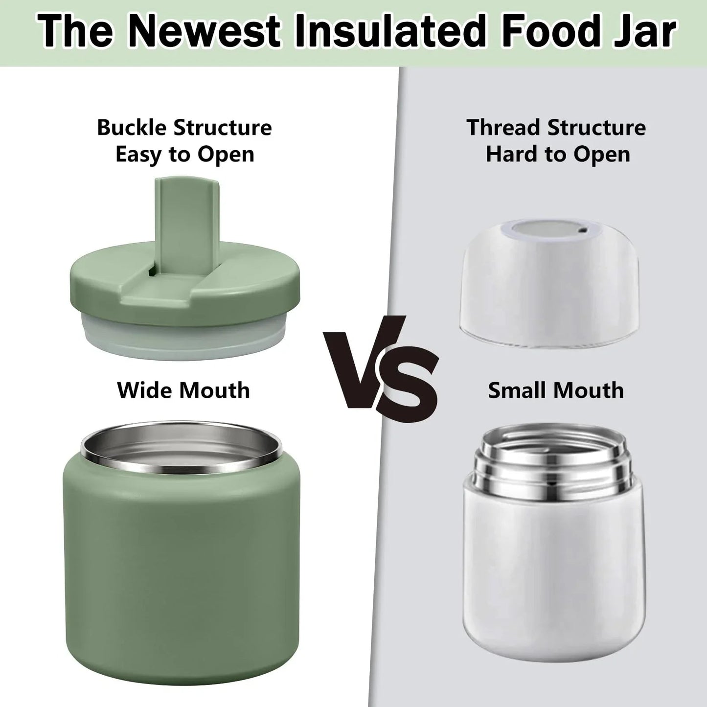 13.5oz Kids Jar for Hot Food, Insulated Vacuum Food Jar with Buckle Lid, Stainless Steel Wide Mouth Leak Proof Insulated Lunch Container for School Picnic Travel, Blue jlhbookstore.store