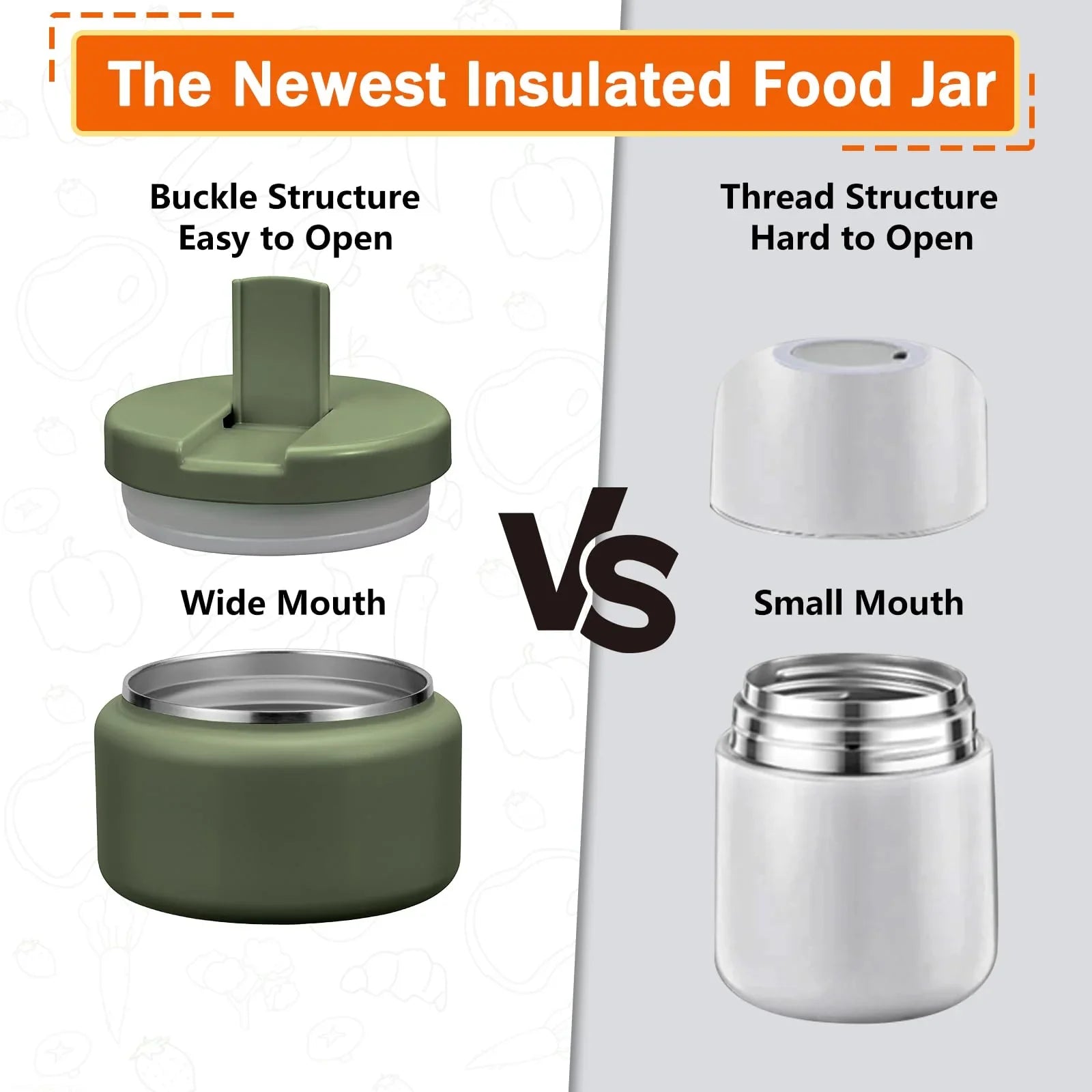 13.5oz Kids Jar for Hot Food, Insulated Vacuum Food Jar with Buckle Lid, Stainless Steel Wide Mouth Leak Proof Insulated Lunch Container for School Picnic Travel, Blue jlhbookstore.store