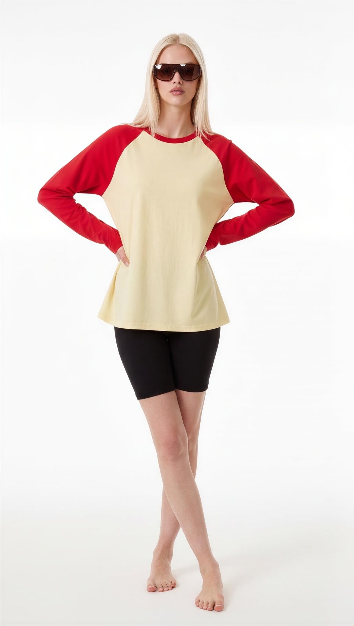 Women Long Sleeve Raglan Shirts Pollover Oversized Baseball Tops