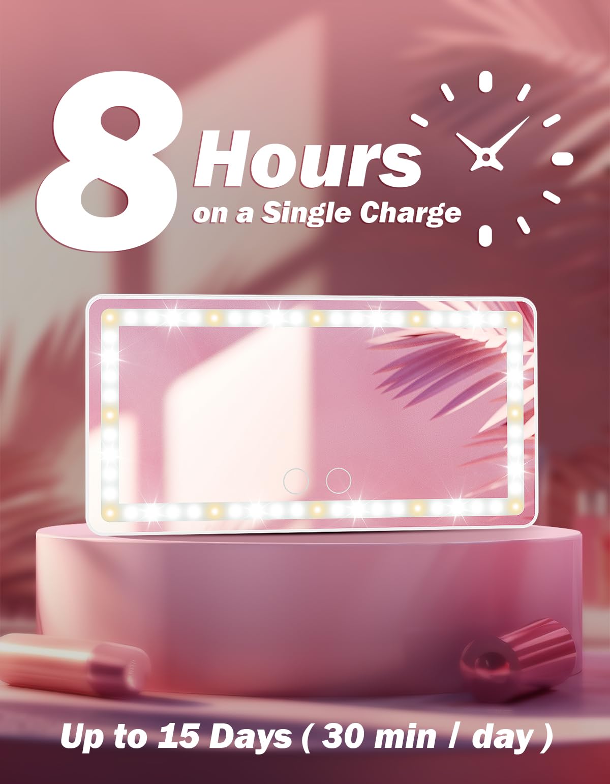 JOYTUTUS Car Sun Visor Vanity Mirror with Lights, 3 Light Modes & 60 LEDs, Rechargeable Dimmable Touch Control Travel Makeup Mirror for Truck SUV