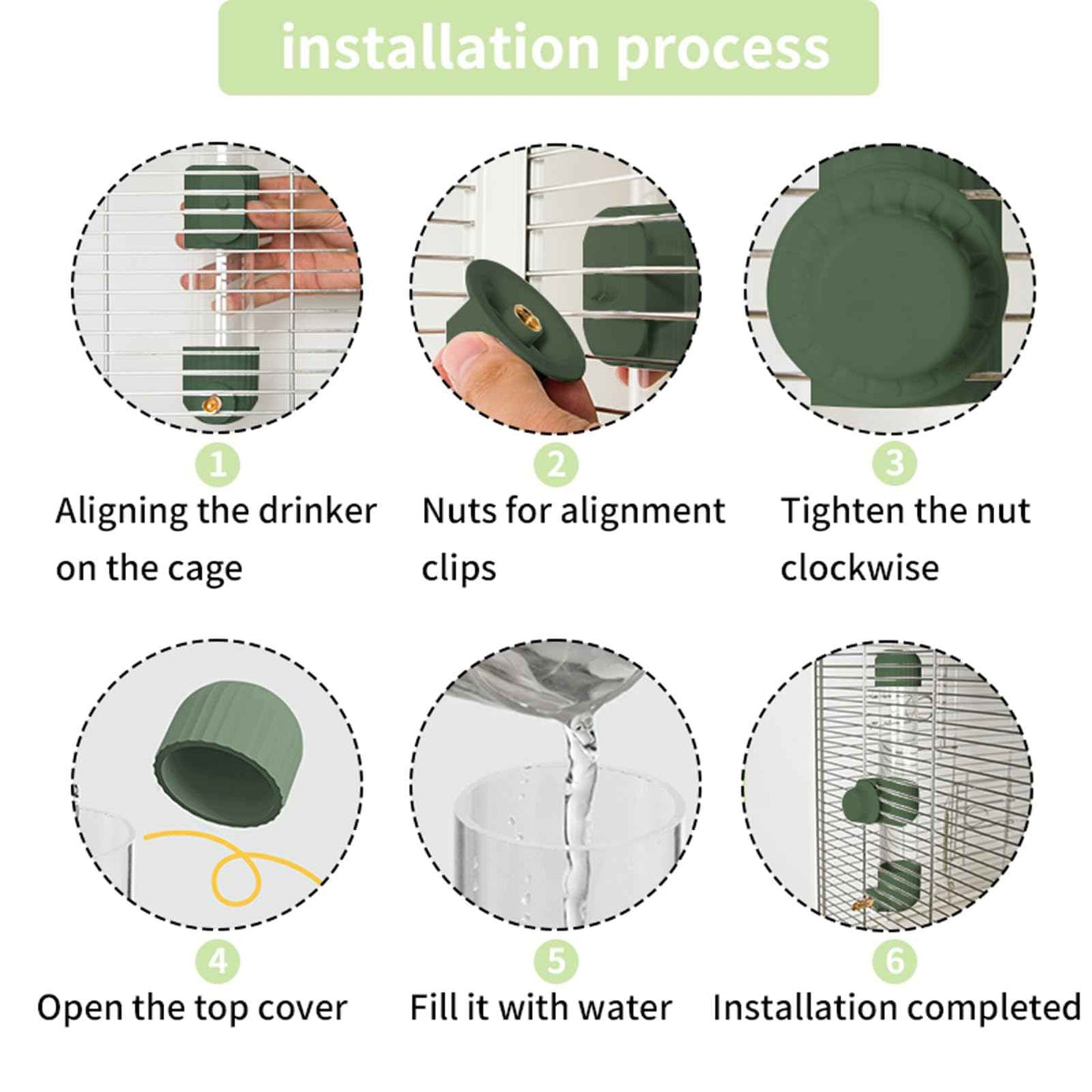 9.4 Fl Oz No Mess Bird Water Dispenser, Automatic Parrot Water Feeder with Spring Valve, Clear Cage Water Drinker for Parakeets Cockatiels Budgies Finch Lovebirds & Canary (White, 7.4 fl oz (220ml))