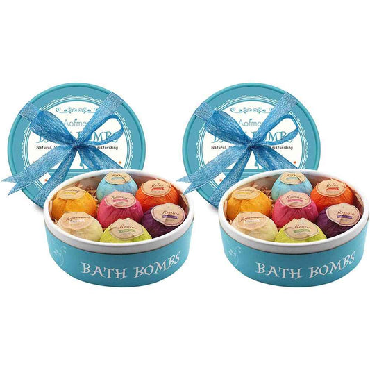 Aofmee Bath Bombs, 7pcs Bubble Bath Bombs for Women, Natural Handmade Fizzies Gift Set, Spa Organic Bathbombs for Kids, Essential Oil Personal Care Bath Gift for Birthday Mothers Day Christmas