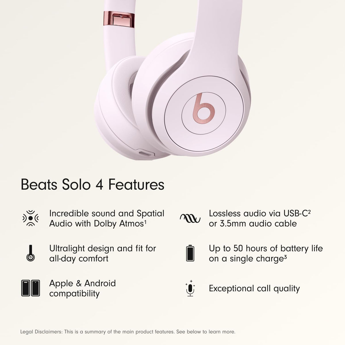 Beats Solo 4 - Wireless On-Ear Bluetooth Headphones, Up to 50-Hour Battery Life, Ultra-Lightweight Comfort, Powerful and Balanced Sound, Apple & Android Compatible - Slate Blue