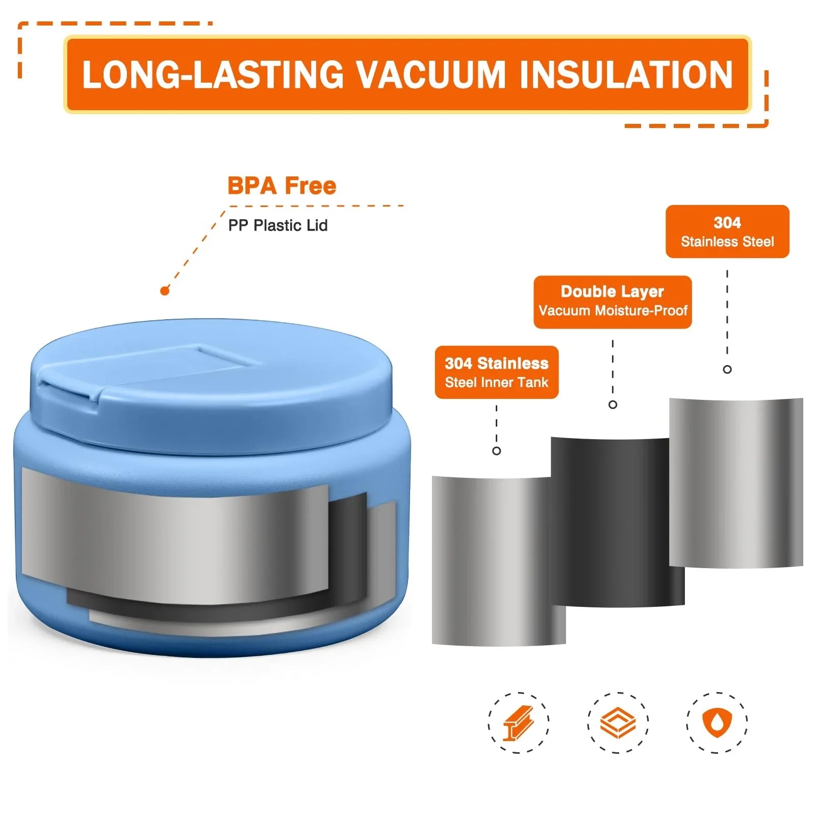 13.5oz Kids Jar for Hot Food, Insulated Vacuum Food Jar with Buckle Lid, Stainless Steel Wide Mouth Leak Proof Insulated Lunch Container for School Picnic Travel, Blue jlhbookstore.store