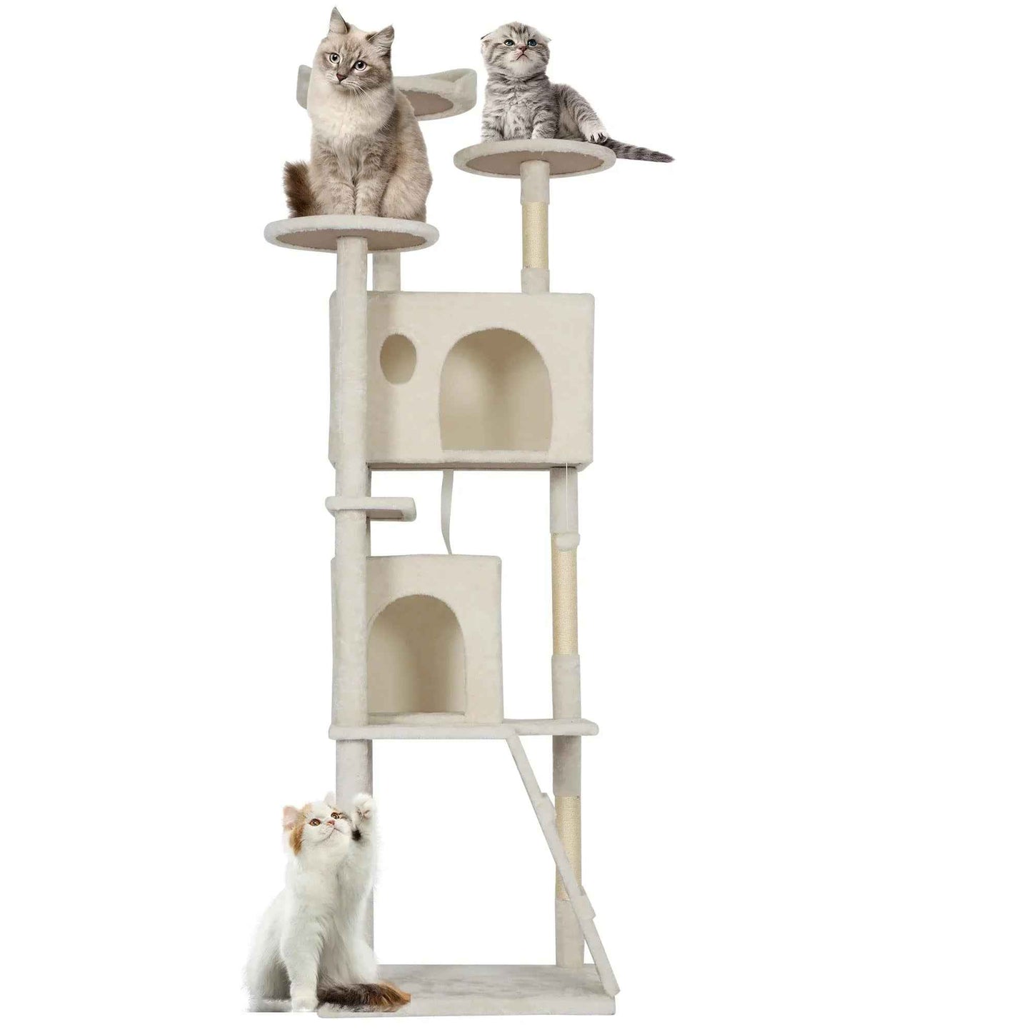 FDW Cat Tree 54in Cat Tower Multi-Level Durable Cat Scratching Post & Cozy Fun Cat Jumping Platform Space Saving Cat Condo Pet Play House for Indoor Cats,Dark Gray