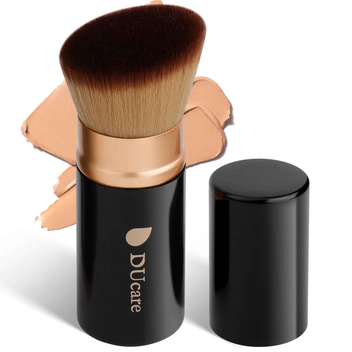 DUcare Kabuki Foundation Brush for Liquid Makeup Flat Top Professional Stick Buffing Blending Mineral Powder Large Face Makeup Brush, Black