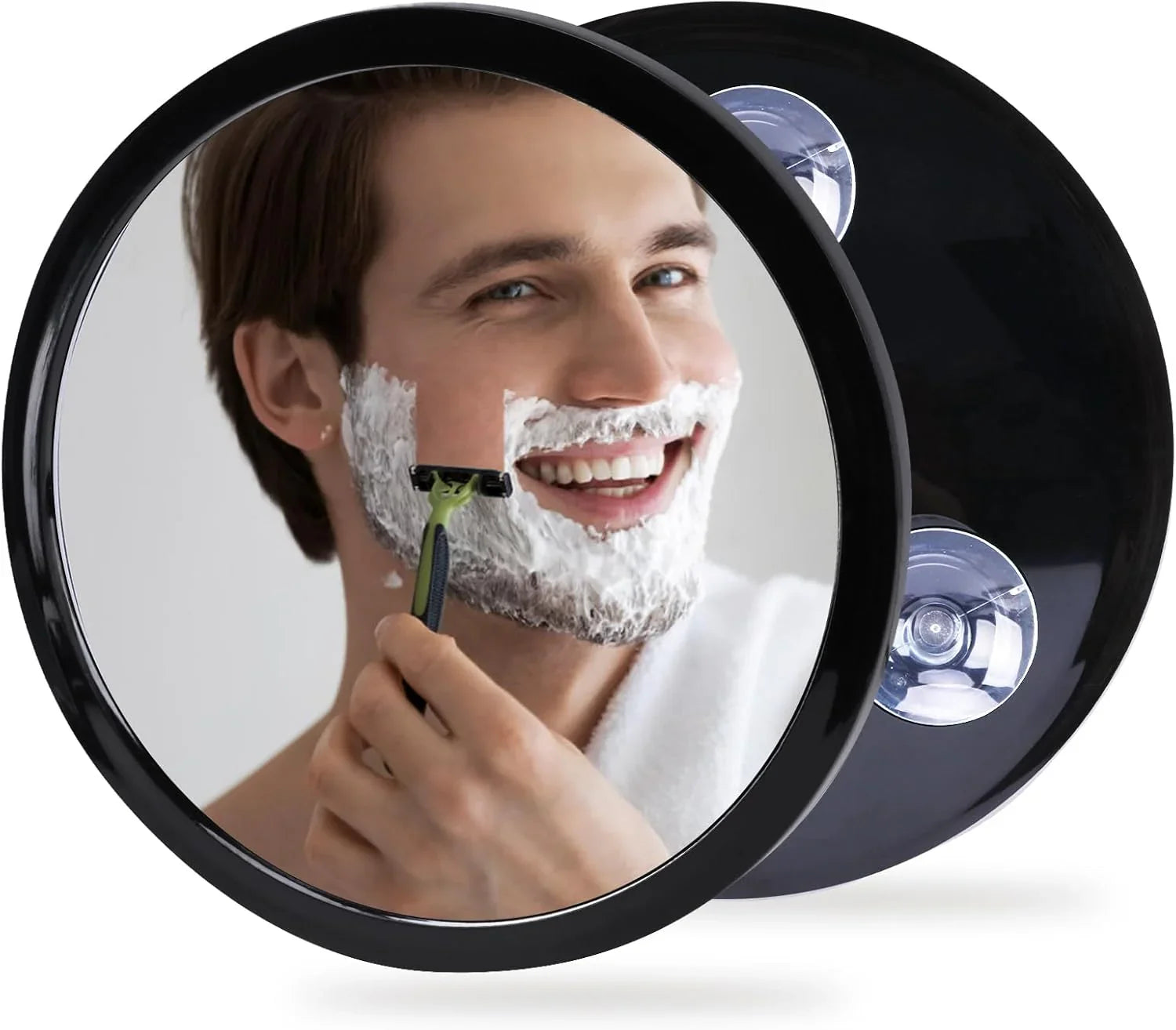 Fogless Shower Mirror for Shaving and Makeup with 3 Removable Powerful Suction Cups, Shatterproof Anti Fog Mirror for Shower and Bathroom, Glassless Safety Kids Mirror (Black) - Jlhbookstore.store