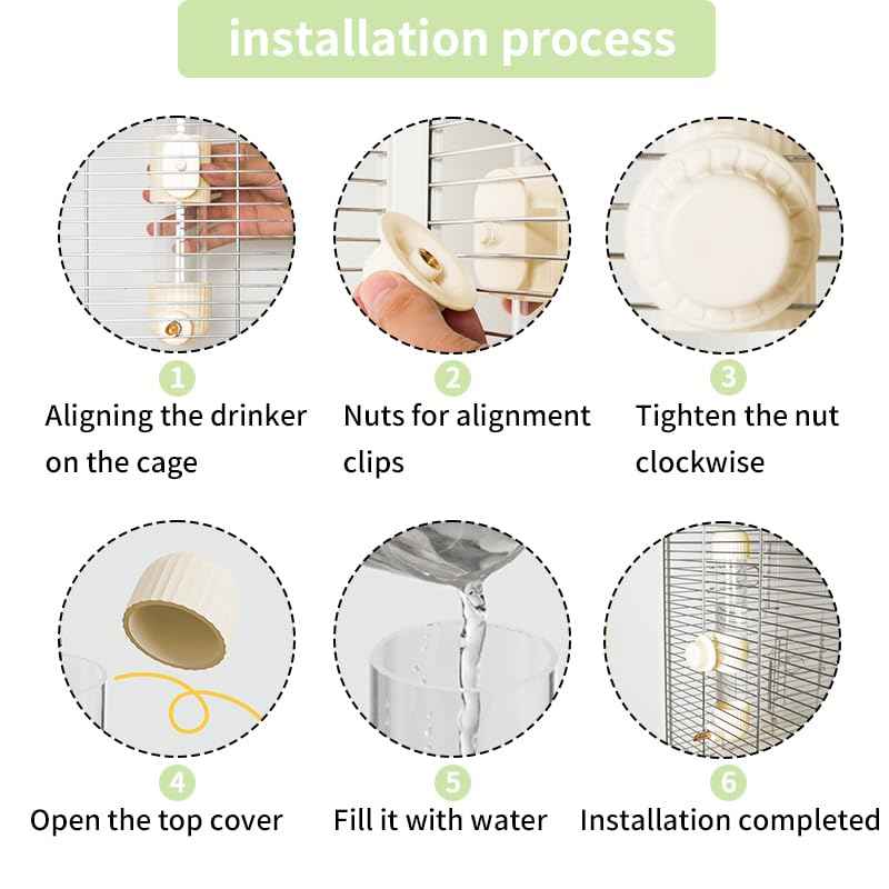 9.4 Fl Oz No Mess Bird Water Dispenser, Automatic Parrot Water Feeder with Spring Valve, Clear Cage Water Drinker for Parakeets Cockatiels Budgies Finch Lovebirds & Canary (White, 7.4 fl oz (220ml))