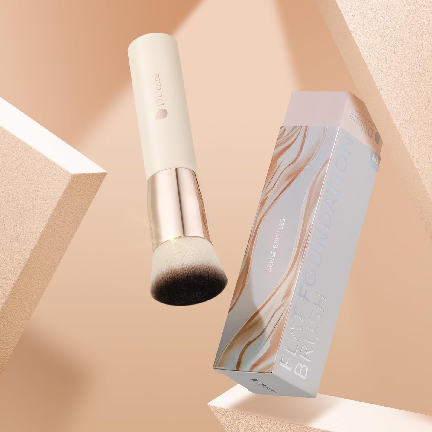 DUcare Kabuki Foundation Brush for Liquid Makeup Flat Top Professional Stick Buffing Blending Mineral Powder Large Face Makeup Brush, Black