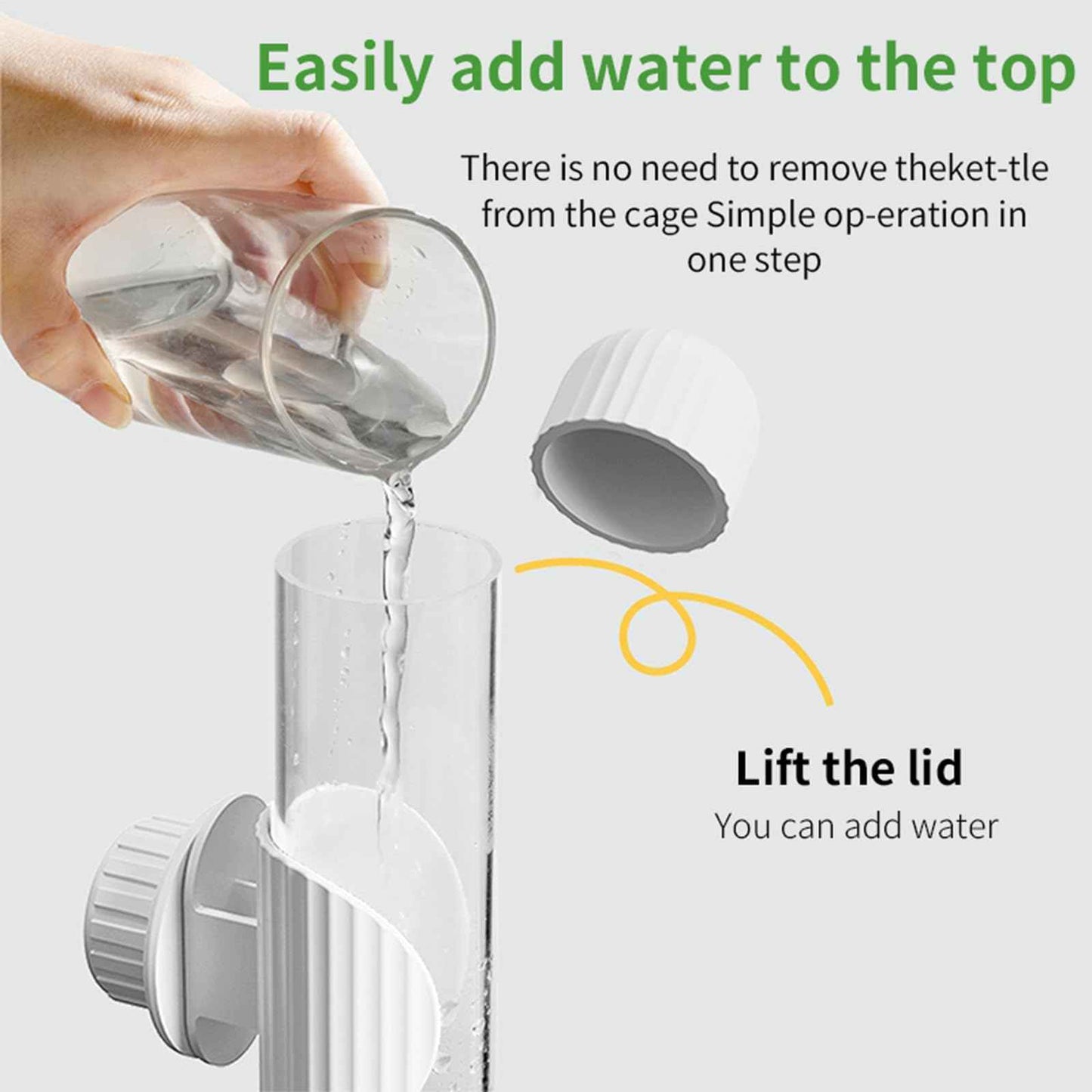 9.4 Fl Oz No Mess Bird Water Dispenser, Automatic Parrot Water Feeder with Spring Valve, Clear Cage Water Drinker for Parakeets Cockatiels Budgies Finch Lovebirds & Canary (White, 7.4 fl oz (220ml))