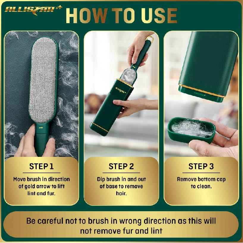 Pet Hair Remover, Lint Remover, Lint Brush for Clothes, Furniture, Carpets, Car Seats. Cat Hair Remover. Dog Hair Remover Laundry. Double-Sided. Reusable. Self-Cleaning Base. ALLISTAR (Forest Green)