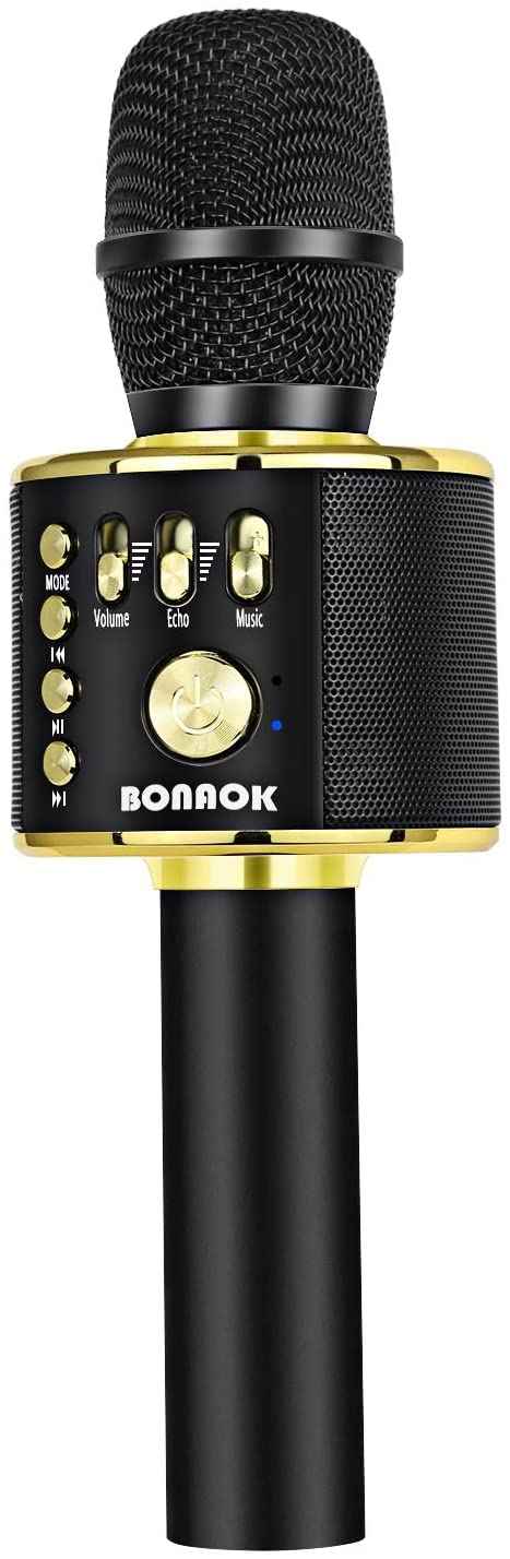 BONAOK Wireless Bluetooth Karaoke Microphone, Portable Toy Microphone for Singing, Gifts to Girls Boys Kids Adults All Age Q37（Bright Purple）