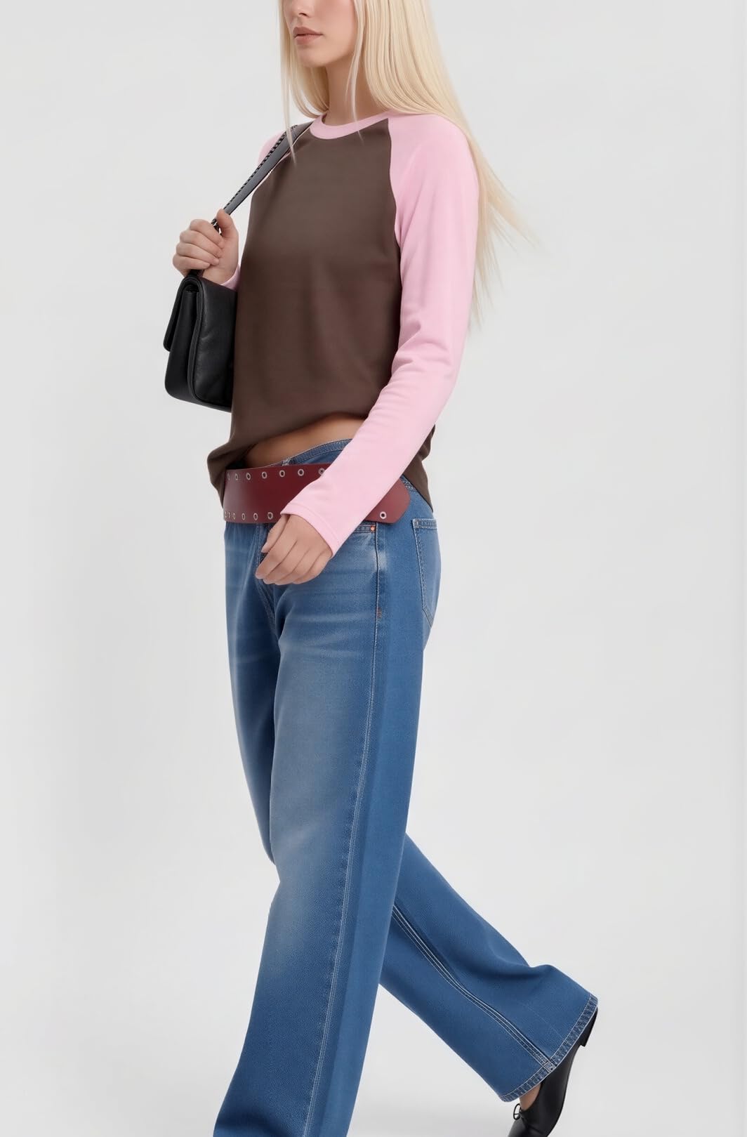 Women Long Sleeve Raglan Shirts Pollover Oversized Baseball Tops