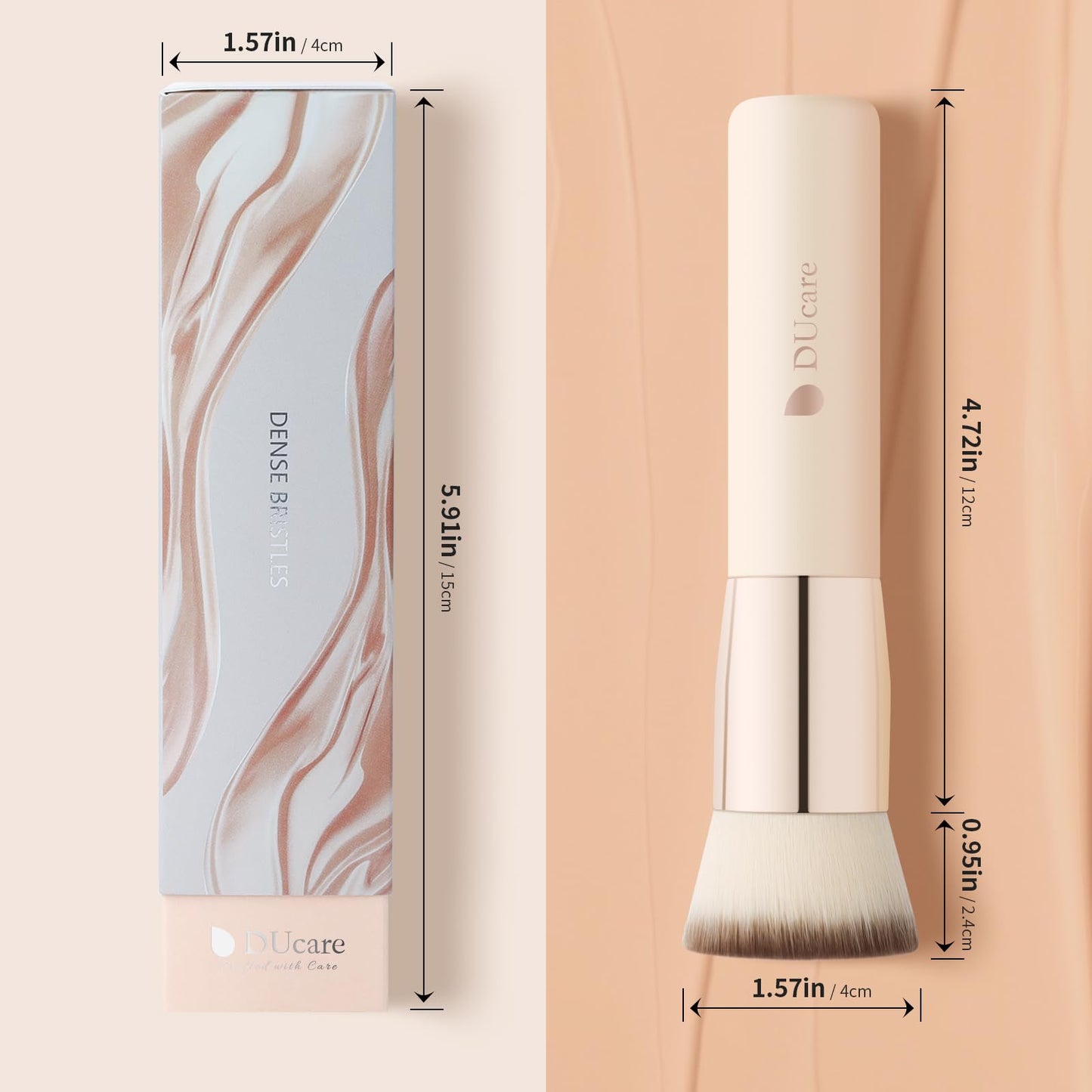 DUcare Kabuki Foundation Brush for Liquid Makeup Flat Top Professional Stick Buffing Blending Mineral Powder Large Face Makeup Brush, Black