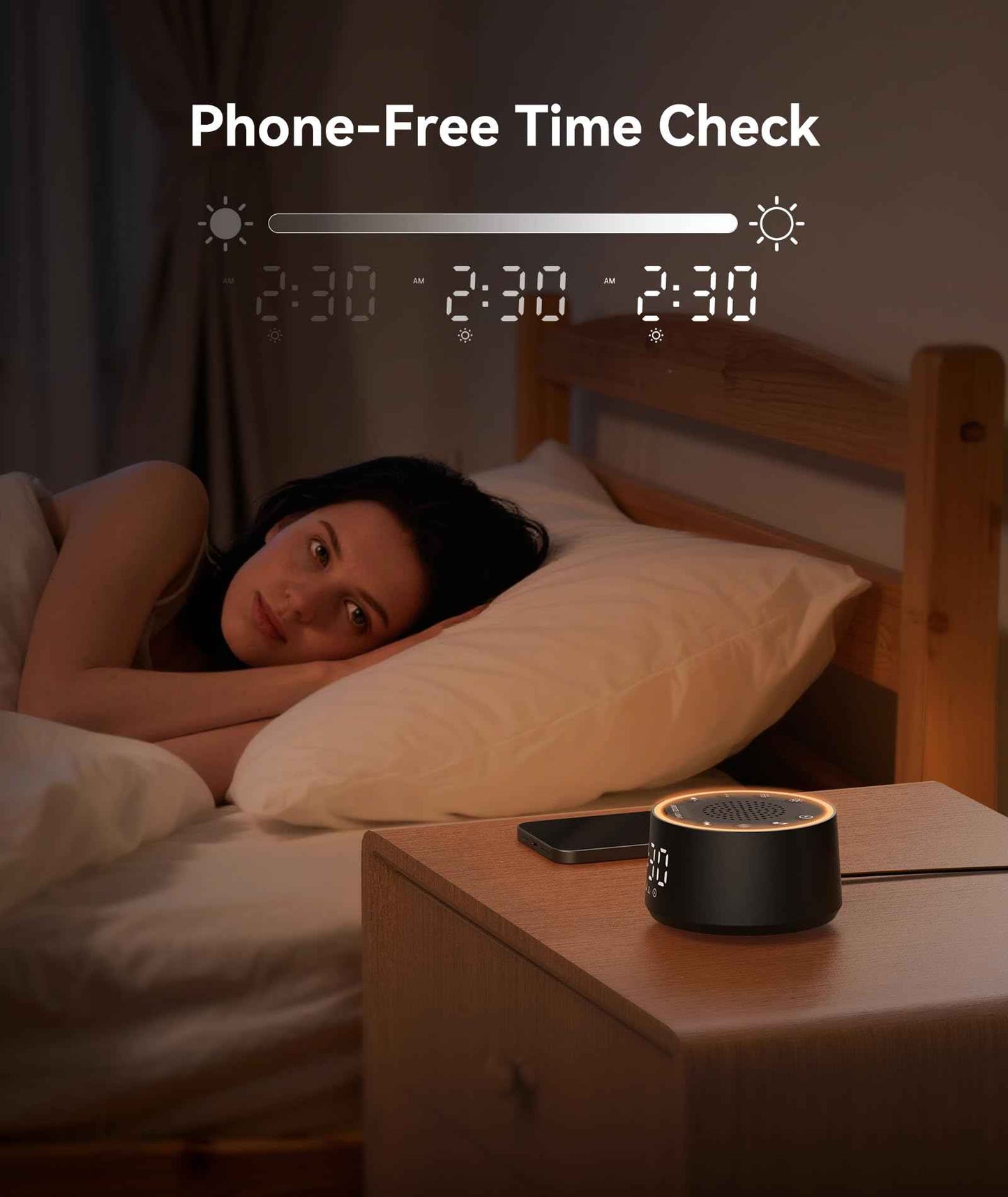 Dreamegg Sound Machine for Sleep - D1 Nova White Noise Sound Machine for Baby Adult with Alarm Clock, Soothing Sounds, Dimmable, White Noise Alarm Clocks for Bedrooms Heavy Sleepers Travel, Black