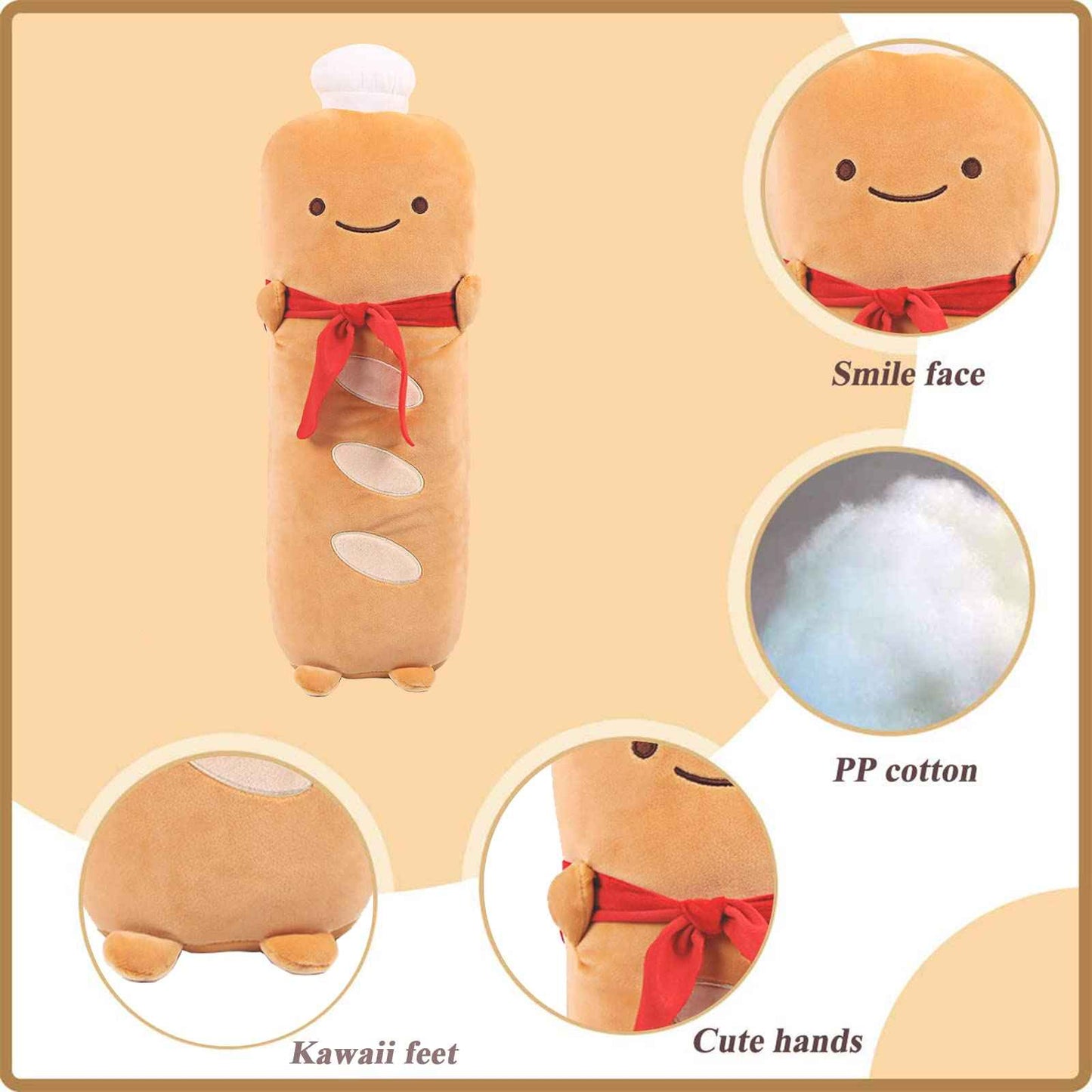 Toast Bread Pillow Funny Food Plush Toy Pillows Small Cute Stuffed Plush Sofa Pillow (Toast Bread,Golden)