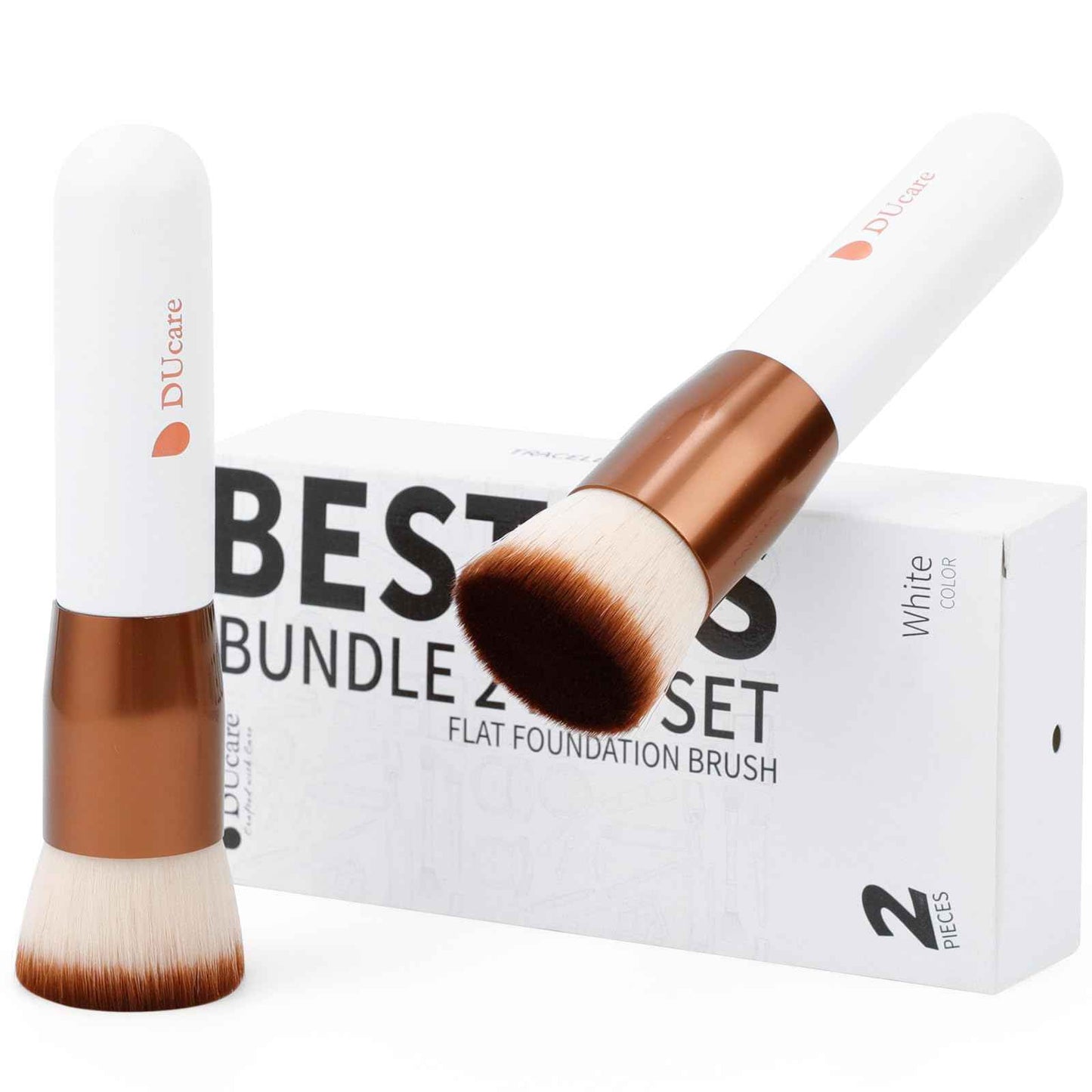 DUcare Kabuki Foundation Brush for Liquid Makeup Flat Top Professional Stick Buffing Blending Mineral Powder Large Face Makeup Brush, Black