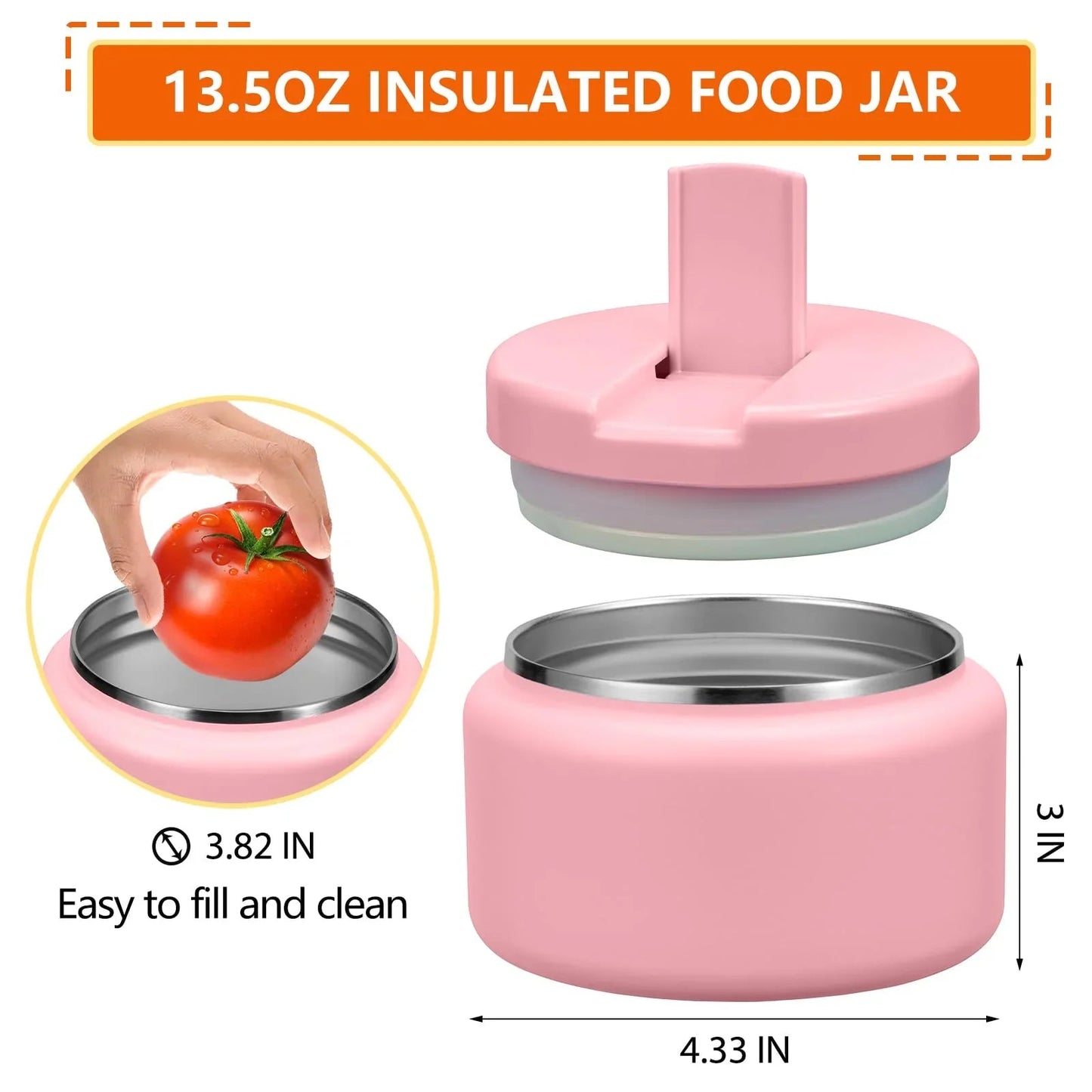 13.5oz Kids Jar for Hot Food, Insulated Vacuum Food Jar with Buckle Lid, Stainless Steel Wide Mouth Leak Proof Insulated Lunch Container for School Picnic Travel, Blue jlhbookstore.store