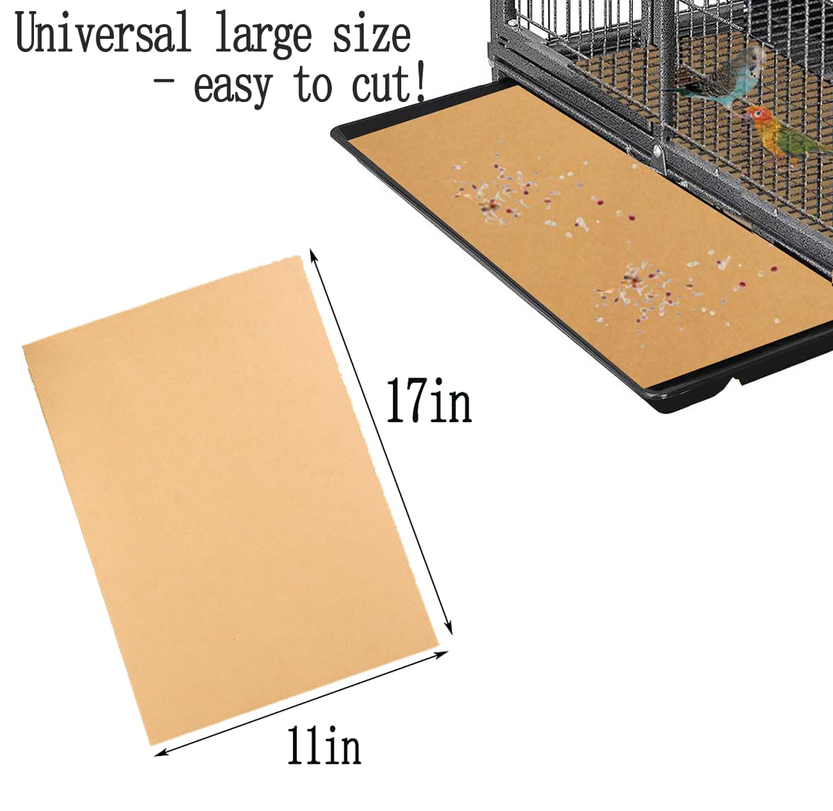 Firdnyohs 100PCS Bird Cage Liner Papers, Disposable Cage Paper Liners Precut Absorbent Cushion Pad Mat Accessories for Pet Bird Parrot (White)