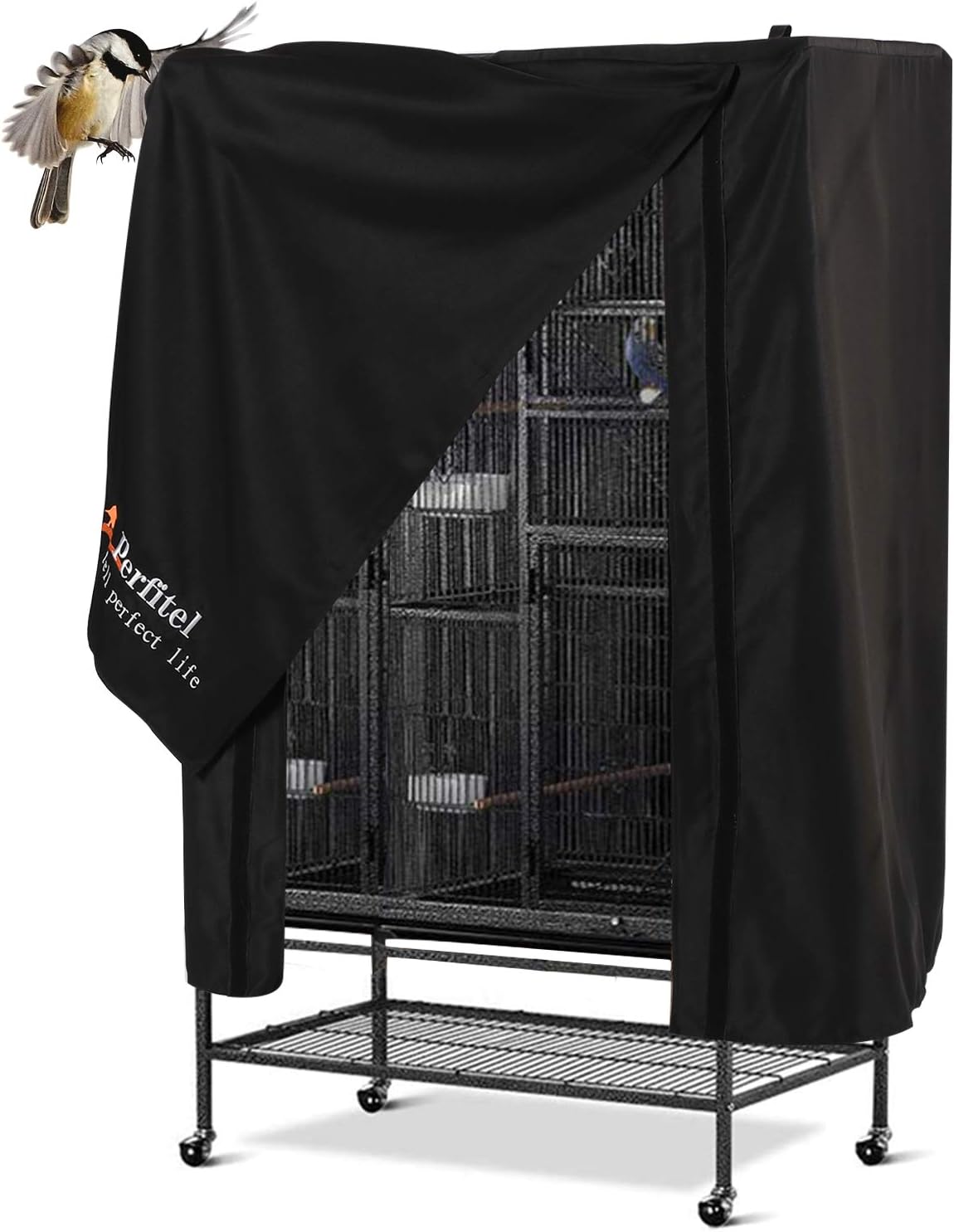 Universal Bird Cage Cover(Black) Good Night Birdcage Cover Black-Out Birdcage Cover Durable Breathable Washable Material